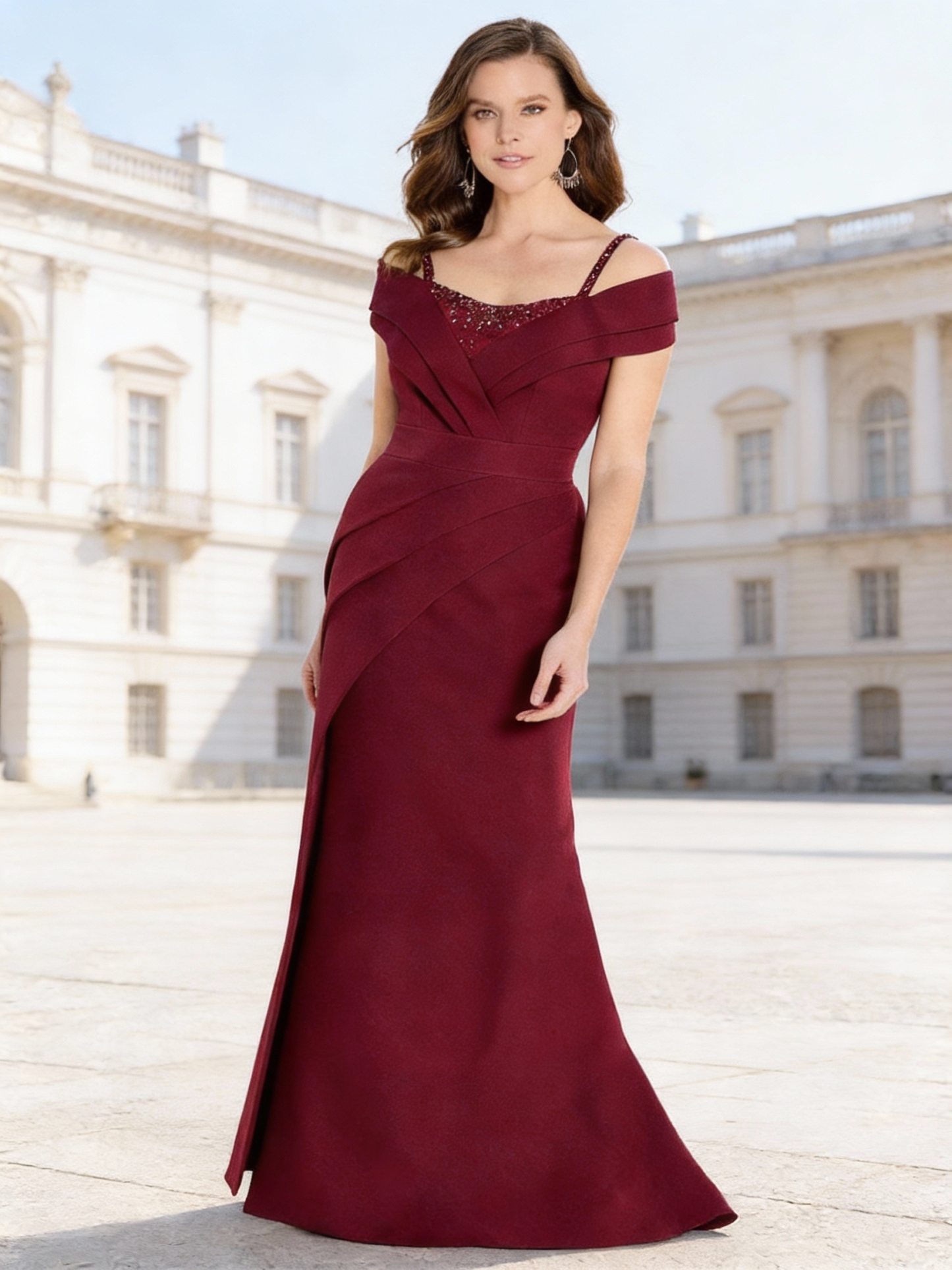 Mermaid Off Shoulder Satin Beadings Mother of the Bride Dresses