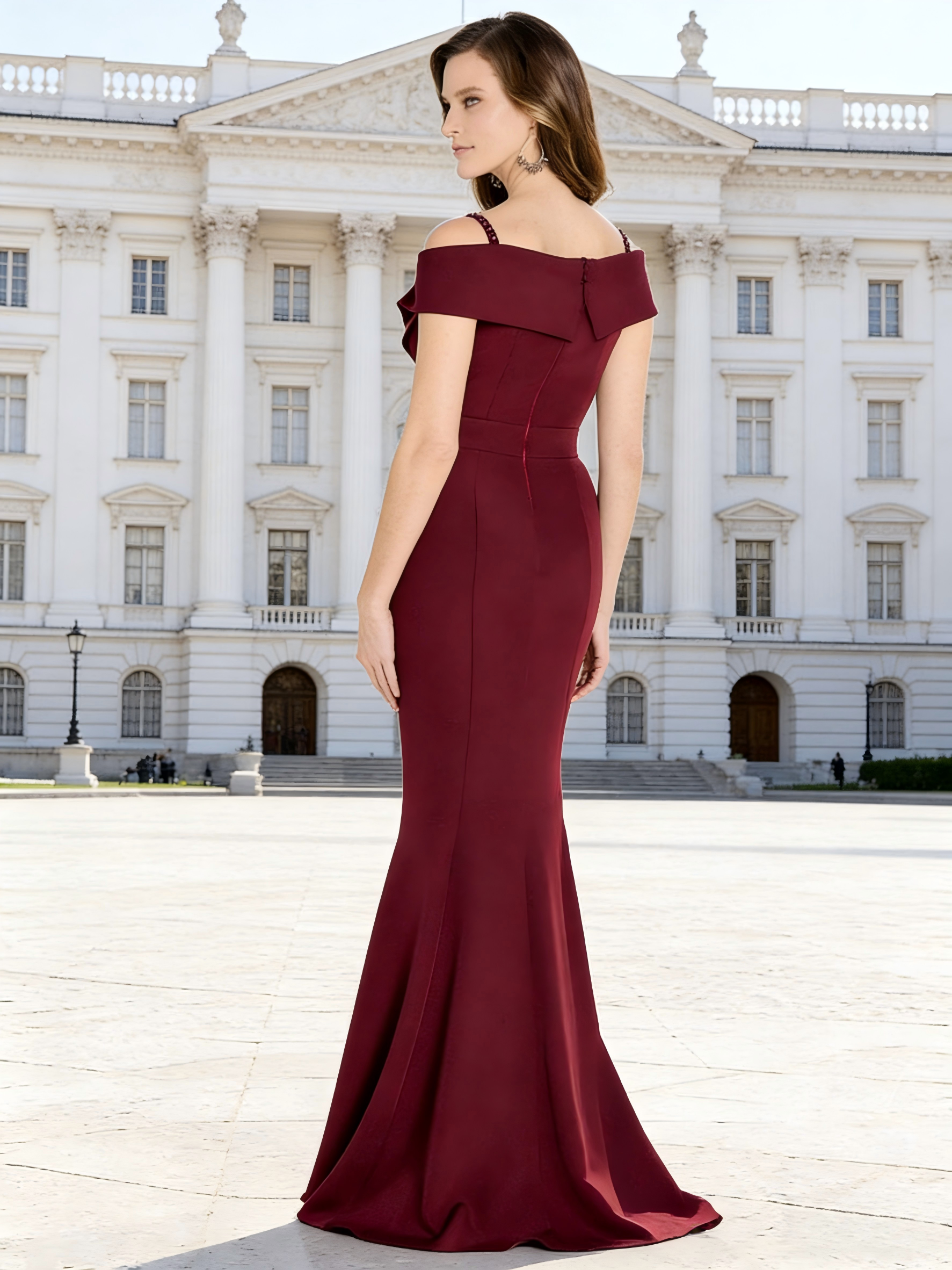 Mermaid Off Shoulder Satin Beadings Mother of the Bride Dresses