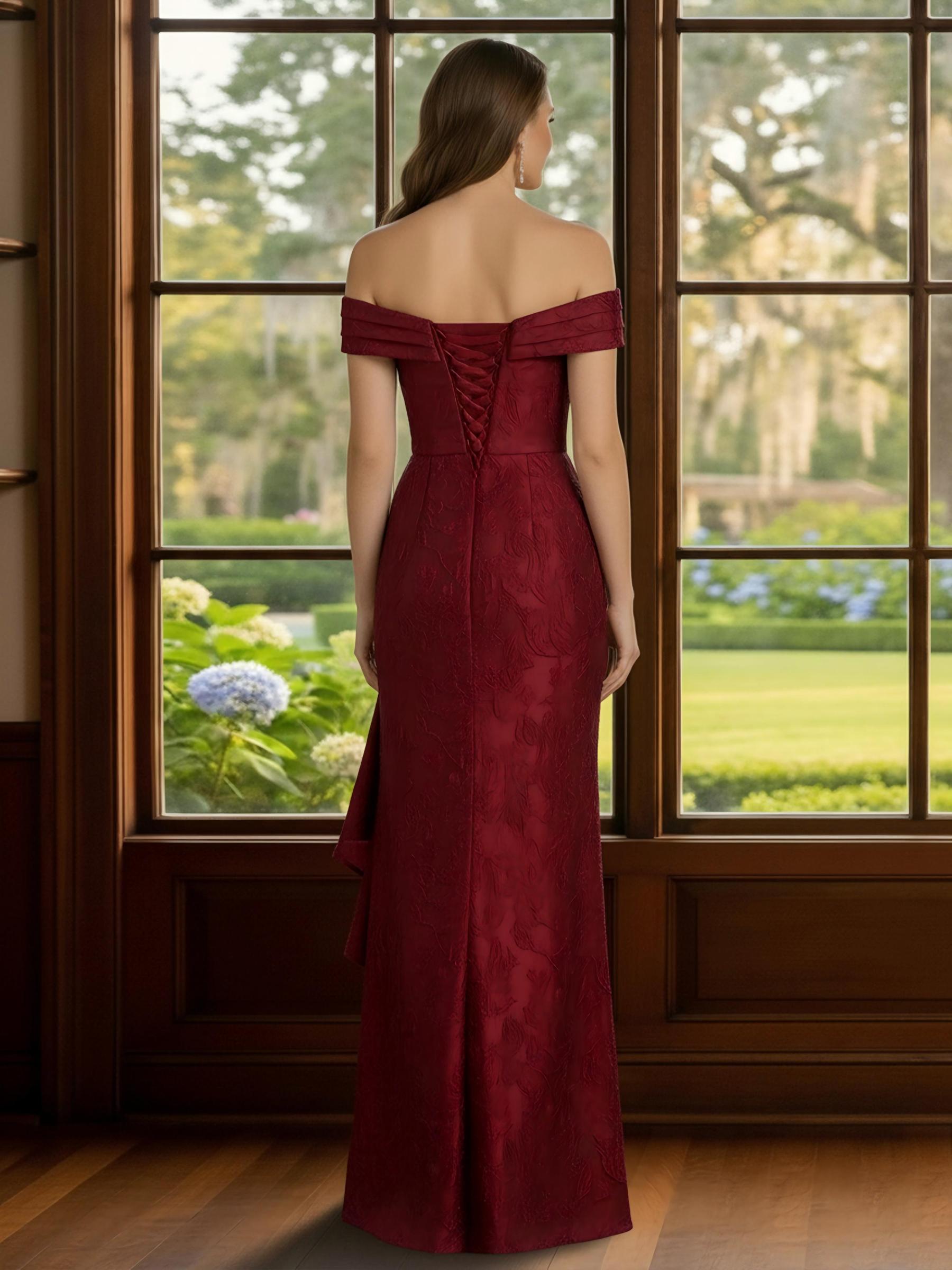 Bodycon Off Shoulder Lace Ruffles Mother of the Bride Dresses