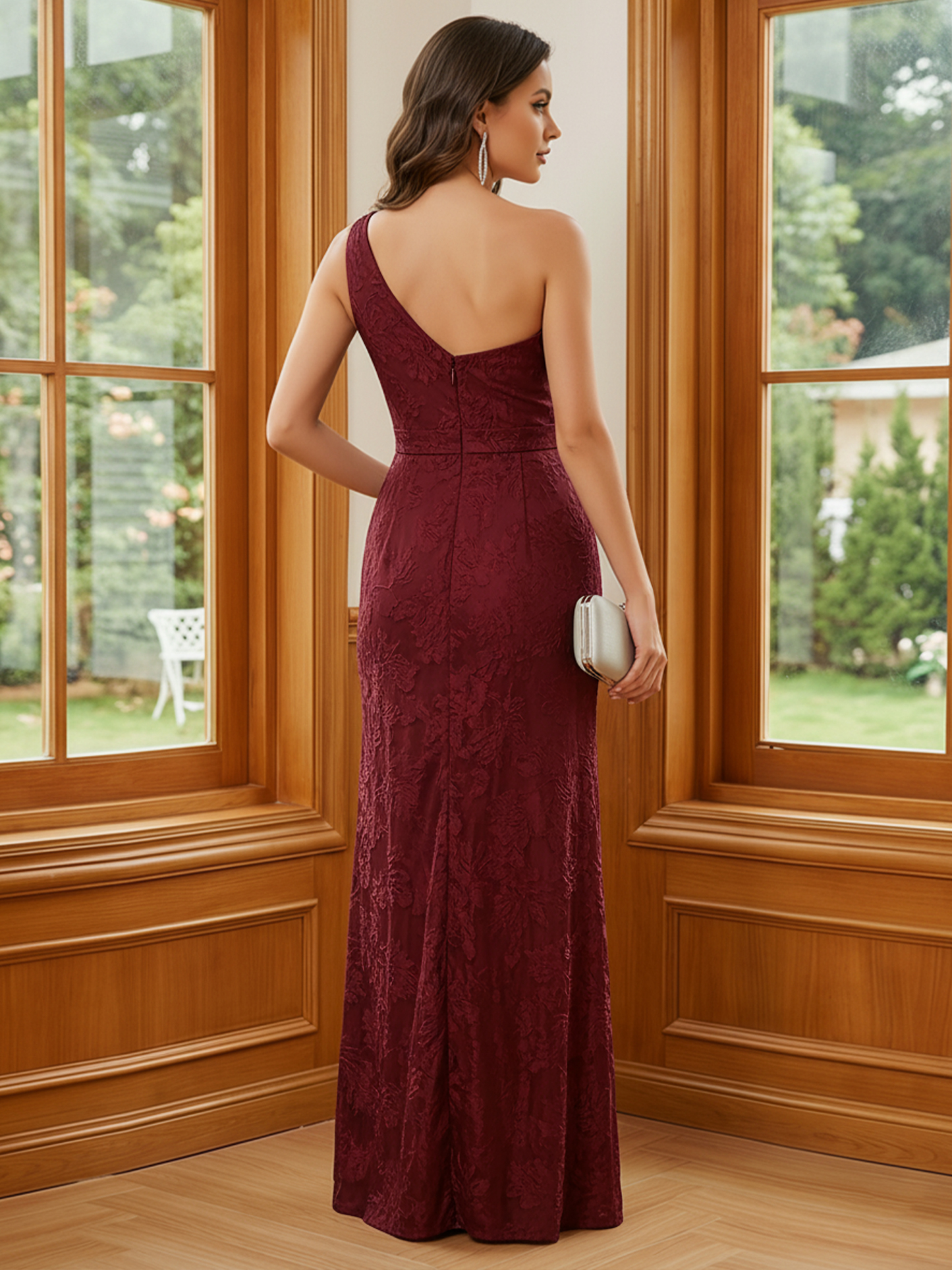 Bodycon One Shoulder Lace Pleated Mother of the Bride Dresses