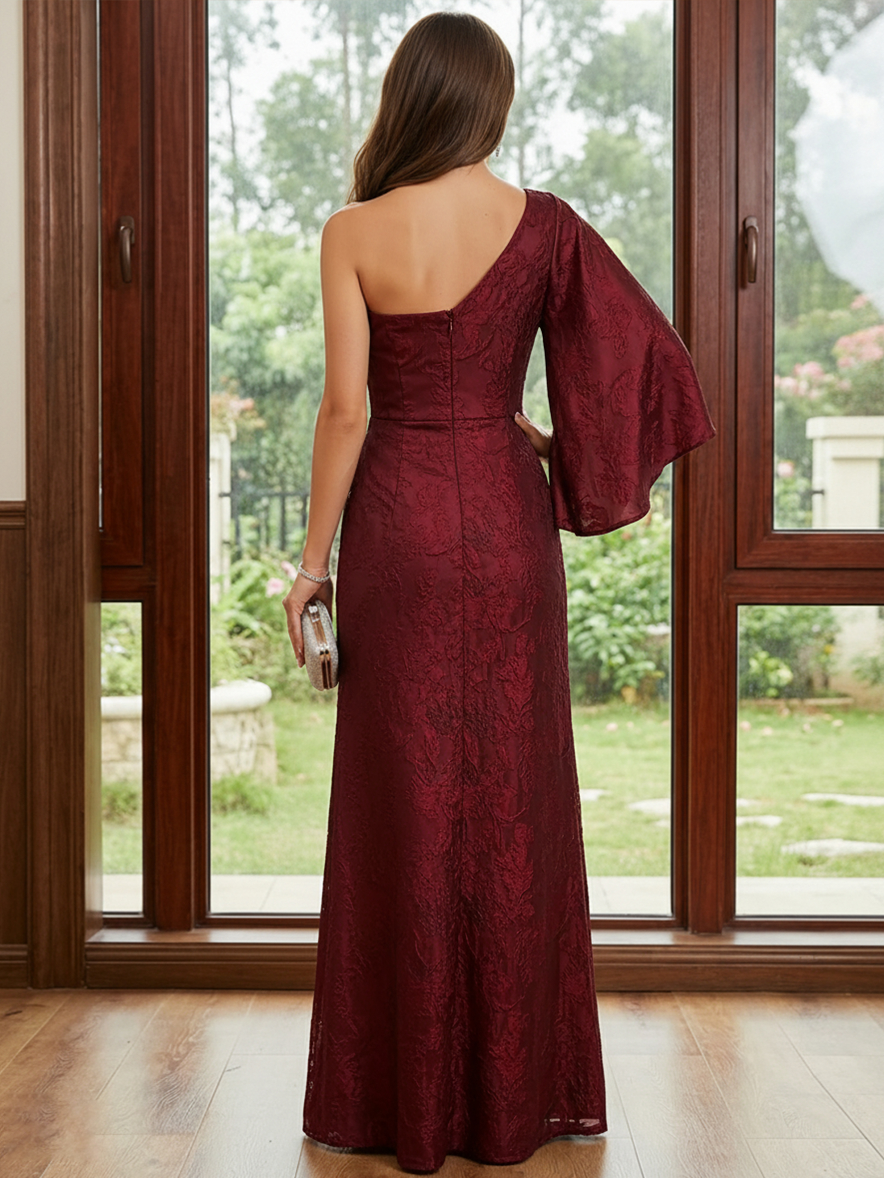 Bodycon One Shoulder Lace Mother of the Bride Dresses with Slit