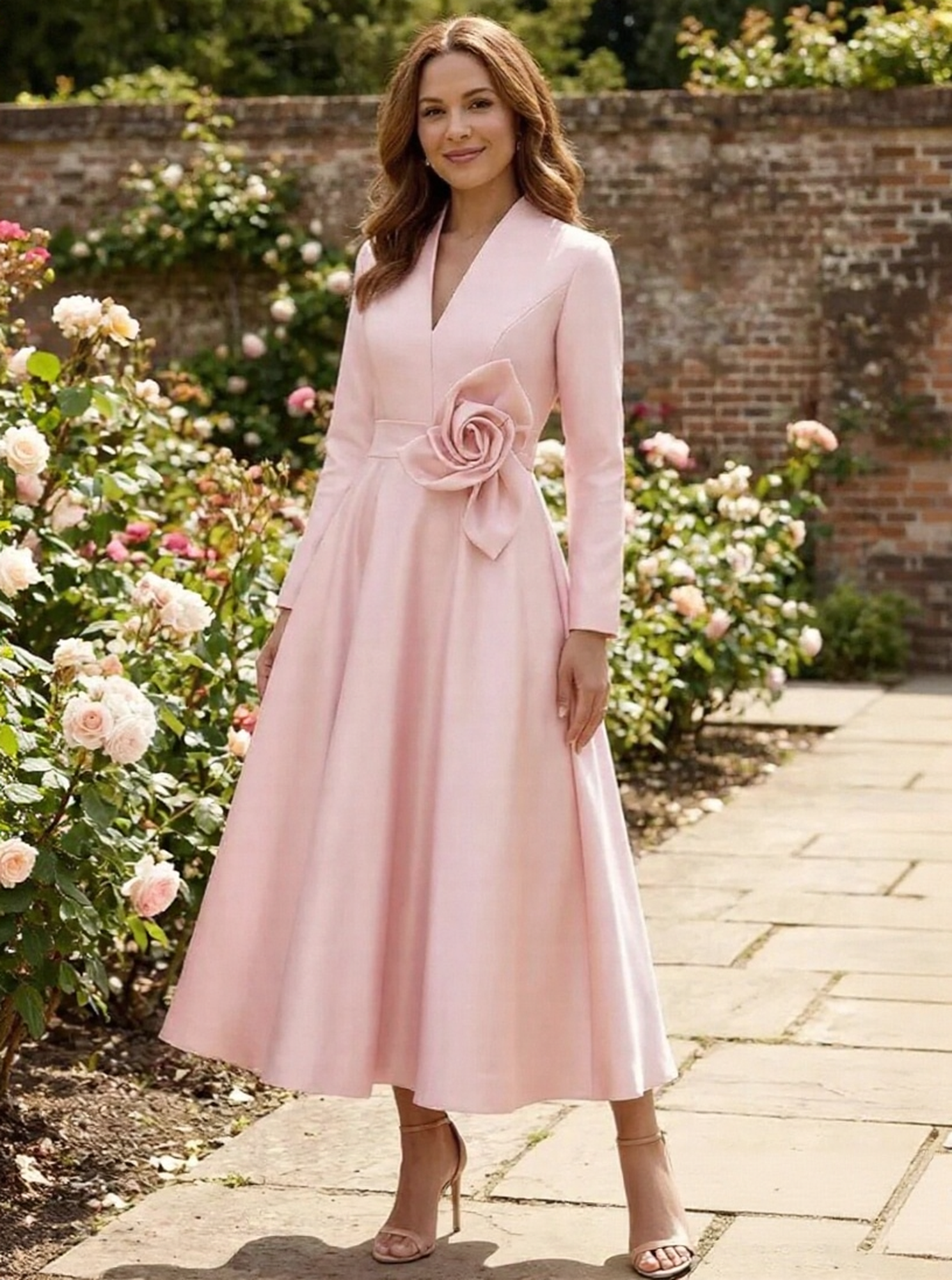 Satin Tea Length Long Sleeves Mother of the Bride Dresses