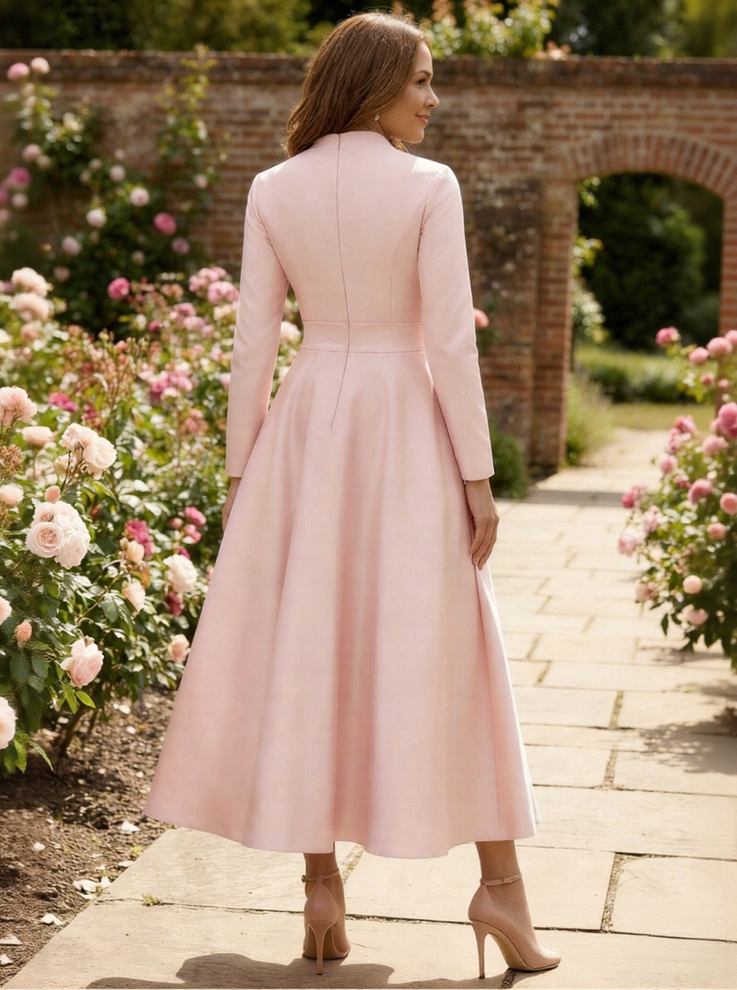 Satin Tea Length Long Sleeves Mother of the Bride Dresses