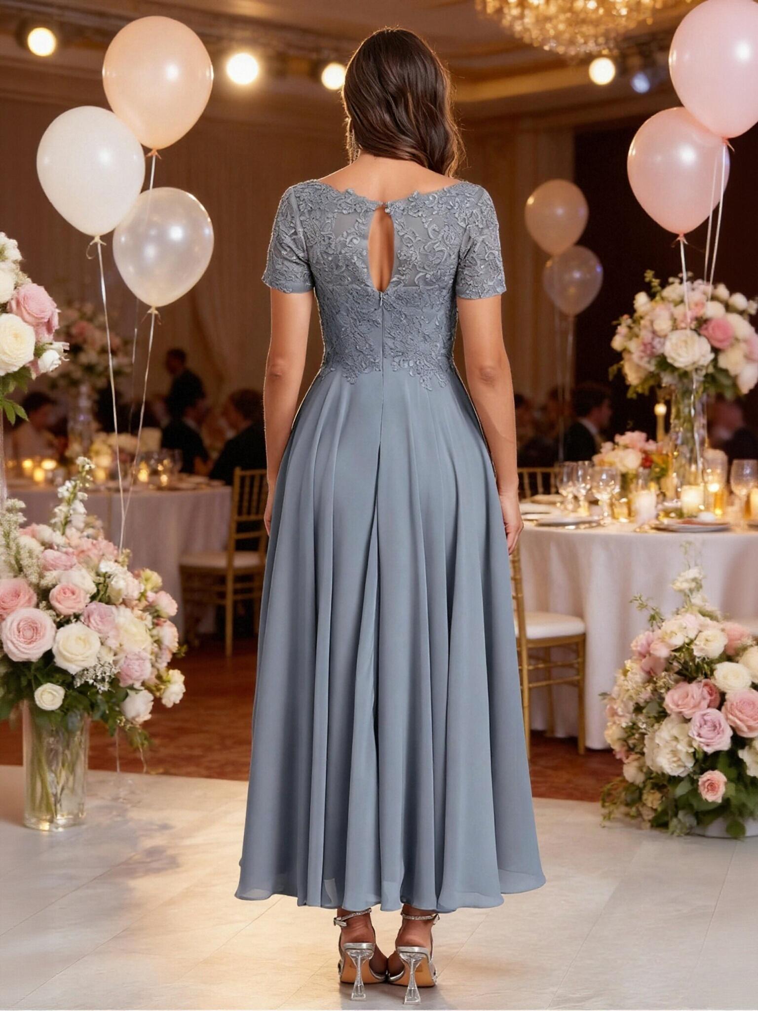 Chiffon Lace Applique 2 Pieces Mother of The Bride Dresses