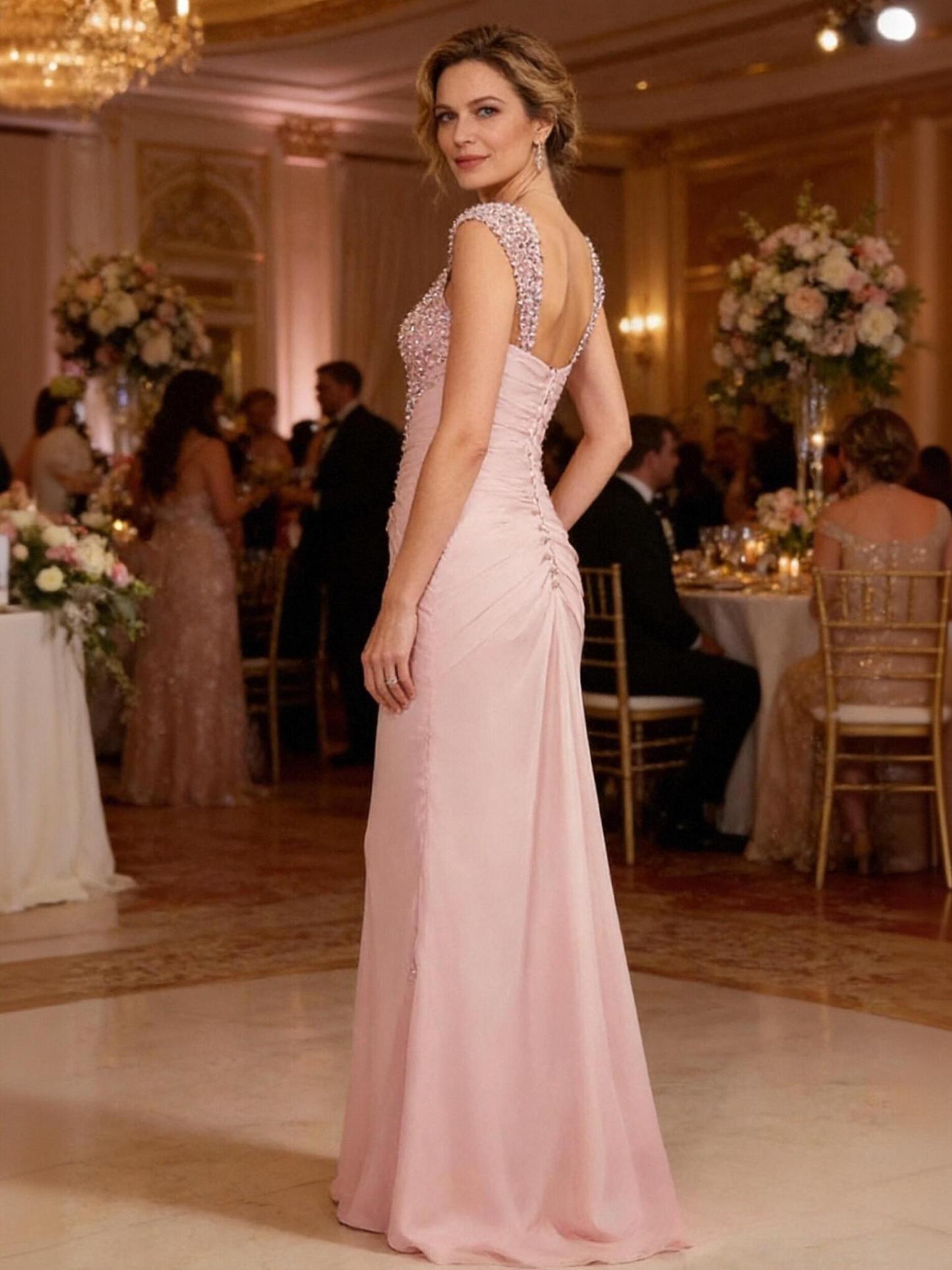 Beaded Sheath Spaghetti Straps Mother of the Bride Dresses