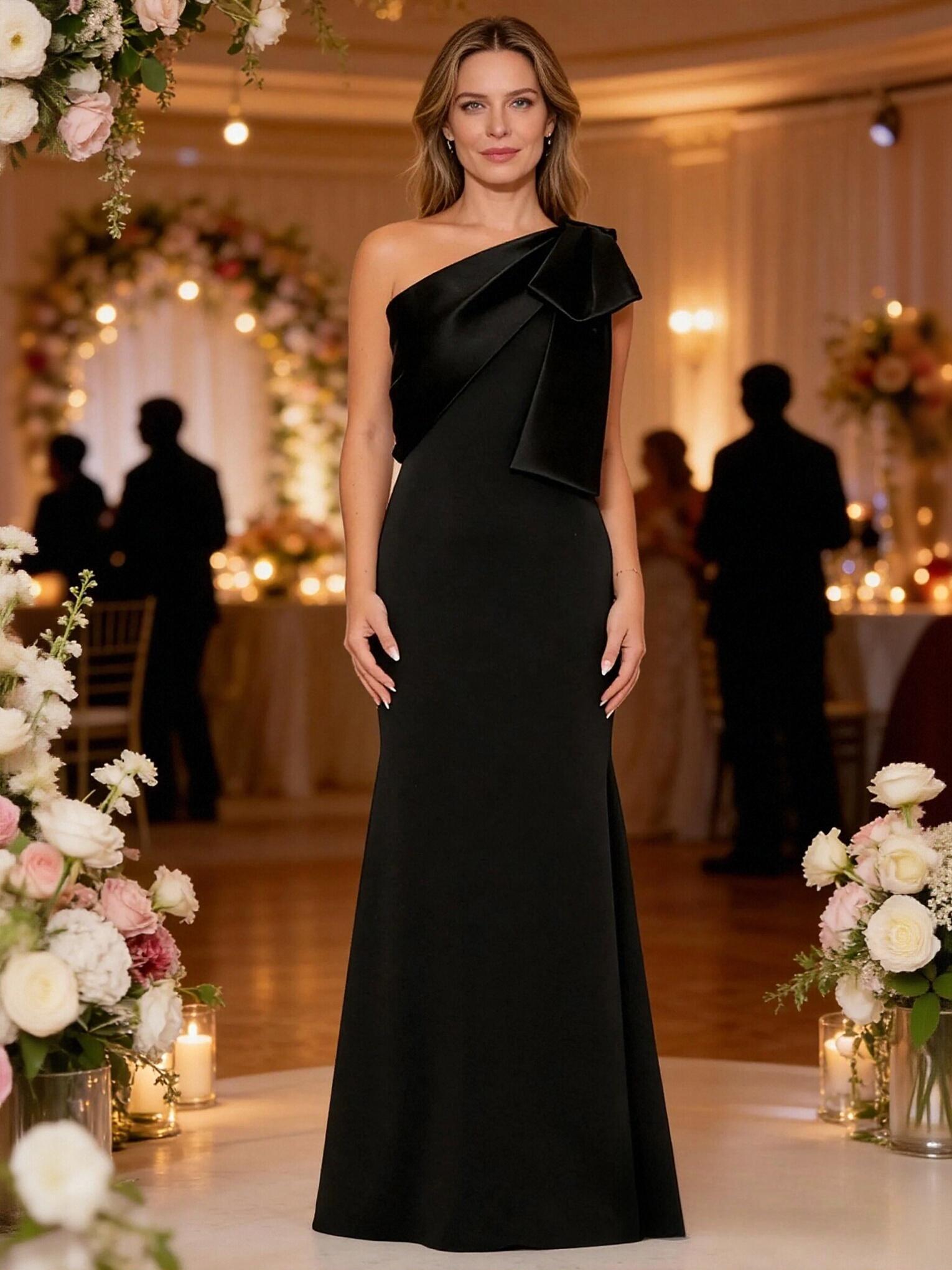 Satin Long Mermaid One Shoulder Mother of the Bride Dresses