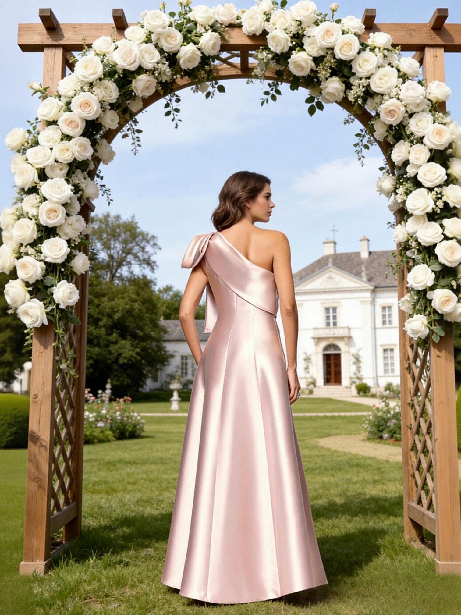 One Shoulder Satin A Line Mother of the Bride Dresses