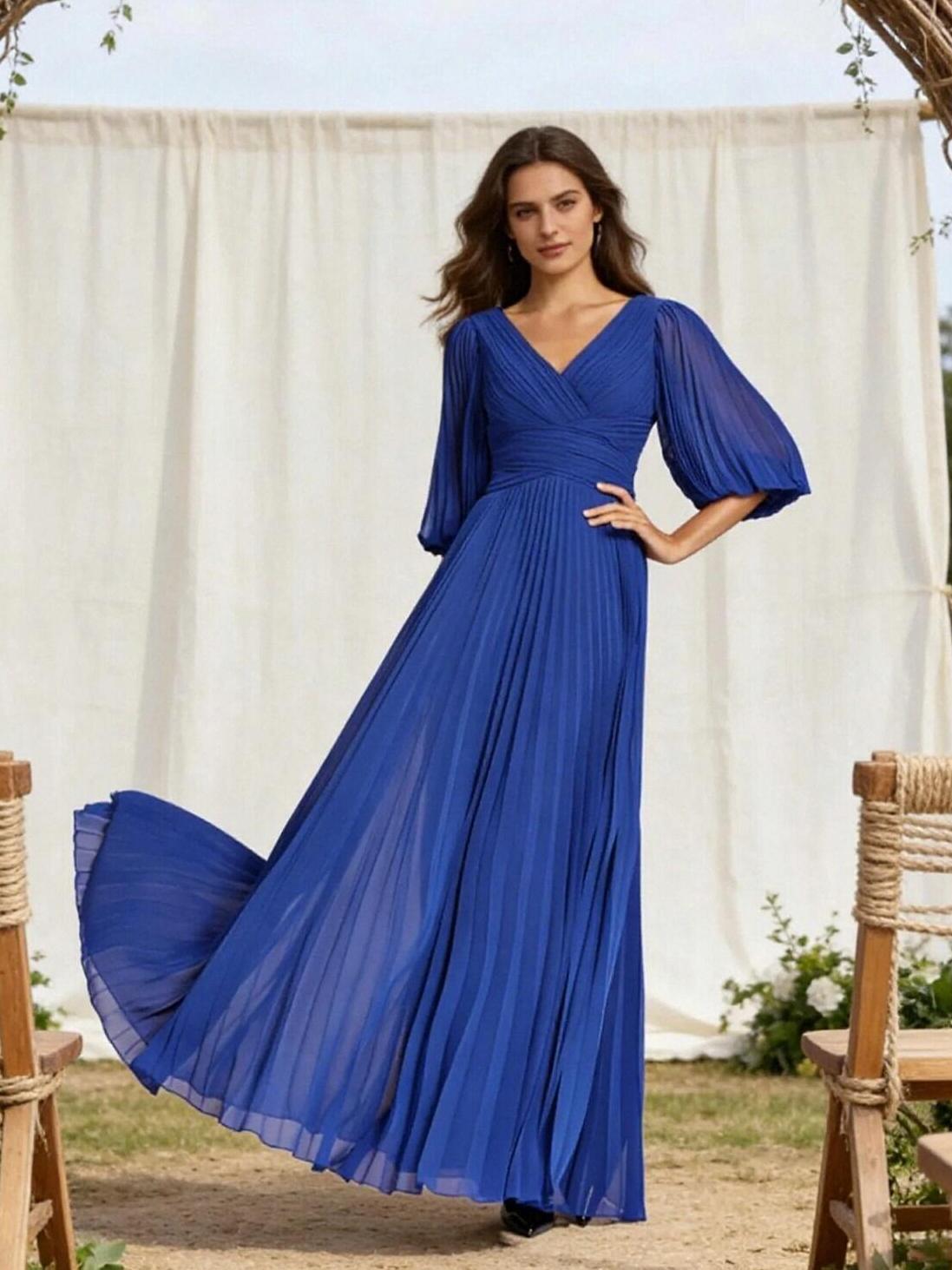 Chiffon Puffy Pleated Mother of the Bride Dresses