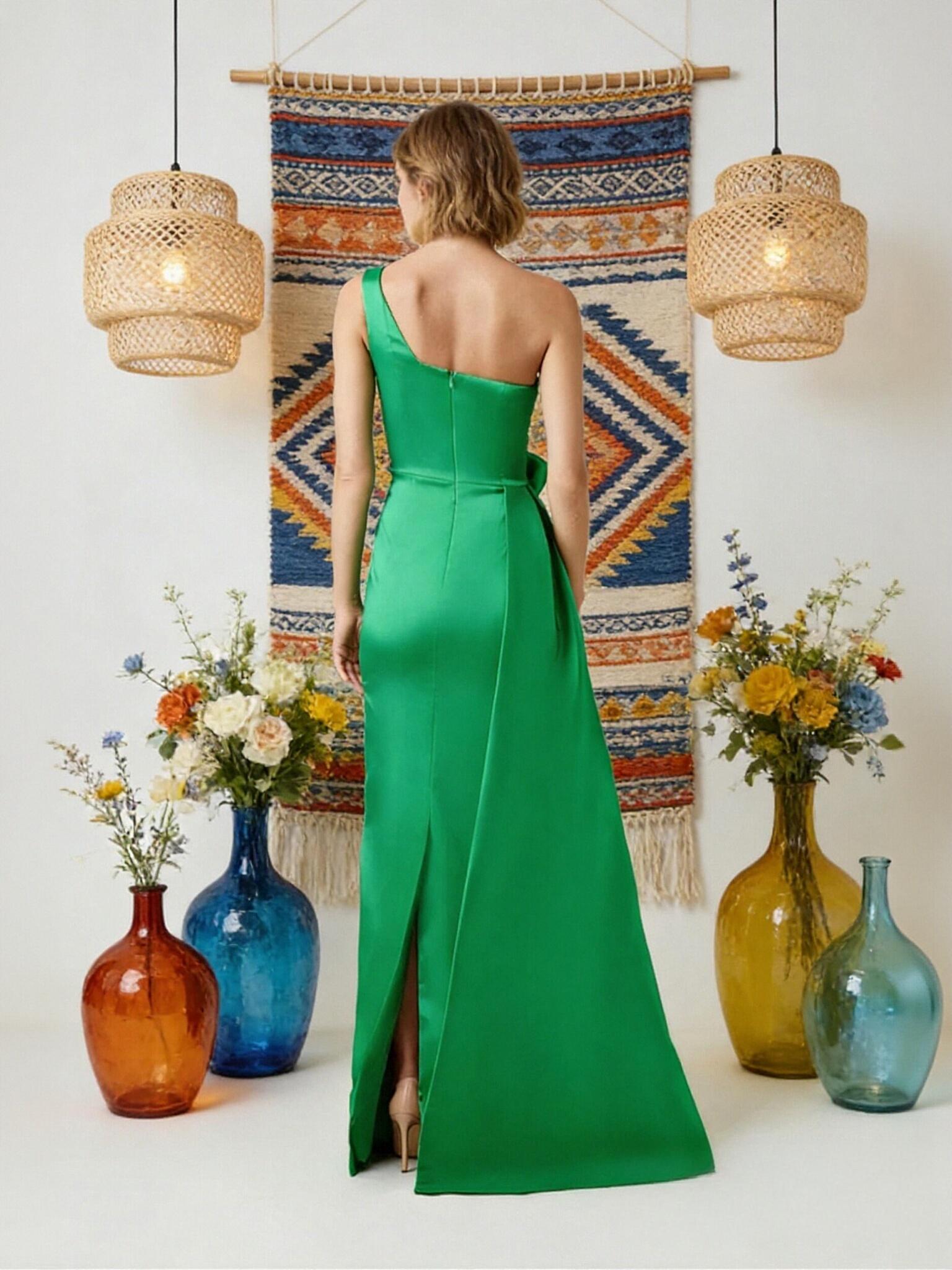 One Shoulder Floral Mother of the Bride Dresses with Puffy