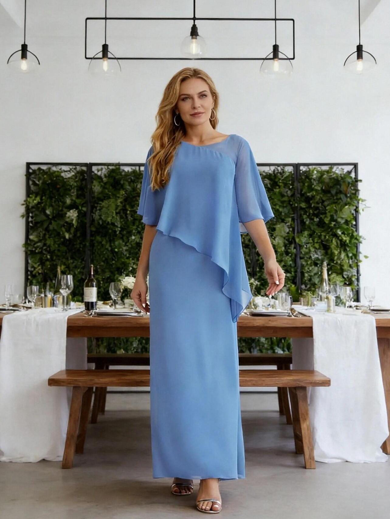 Sleeveless Scoop Neck Chiffon Mother of the Bride Dresses