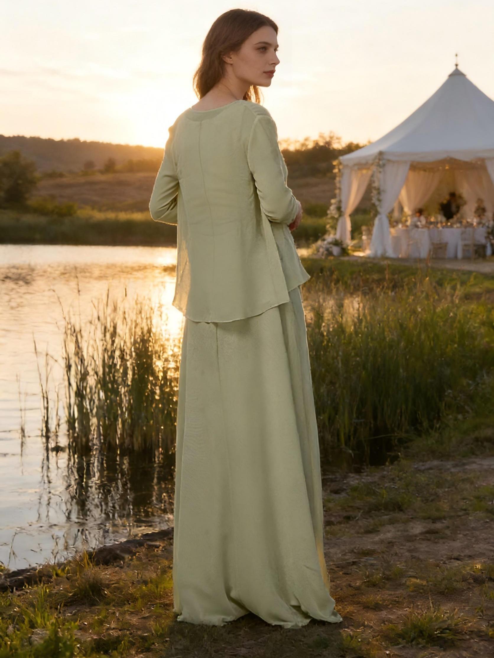 Scoop Neck Chiffon A Line Beading Mother of the Bride Dresses