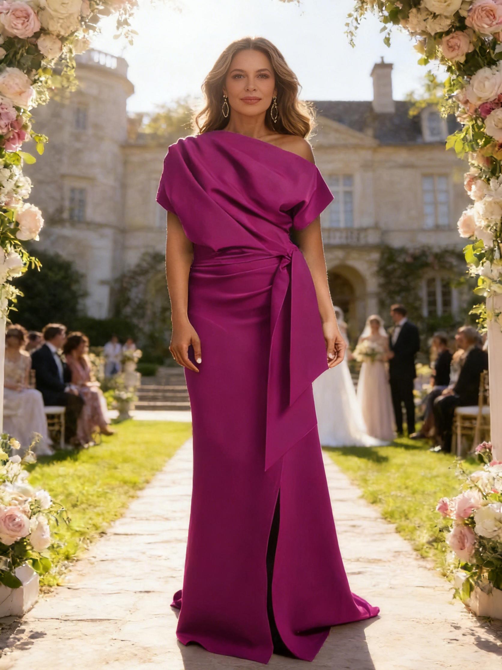 Mermaid One Shoulder Mother of the Bride Dresses with Slit