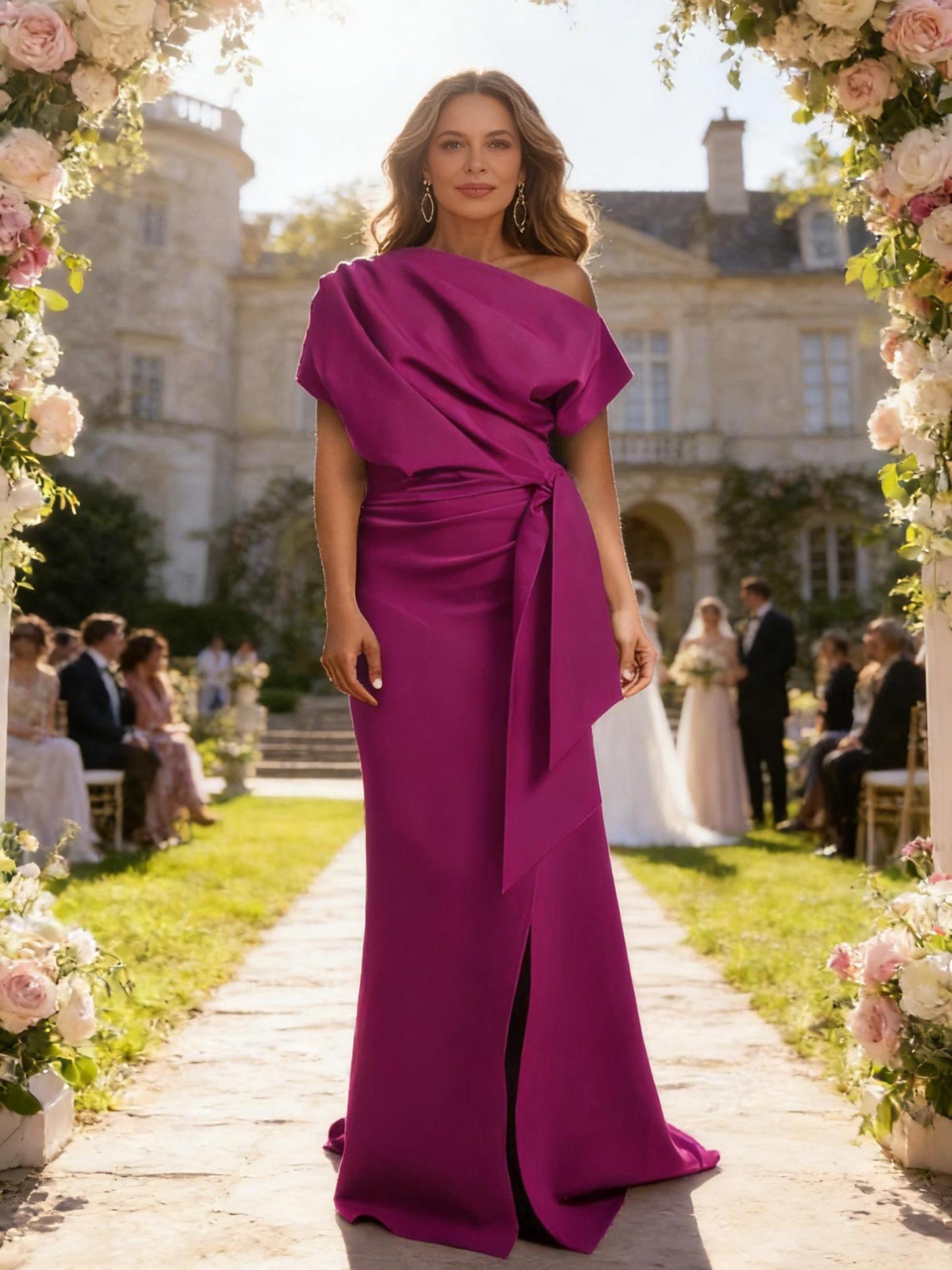 Mermaid One Shoulder Mother of the Bride Dresses with Slit