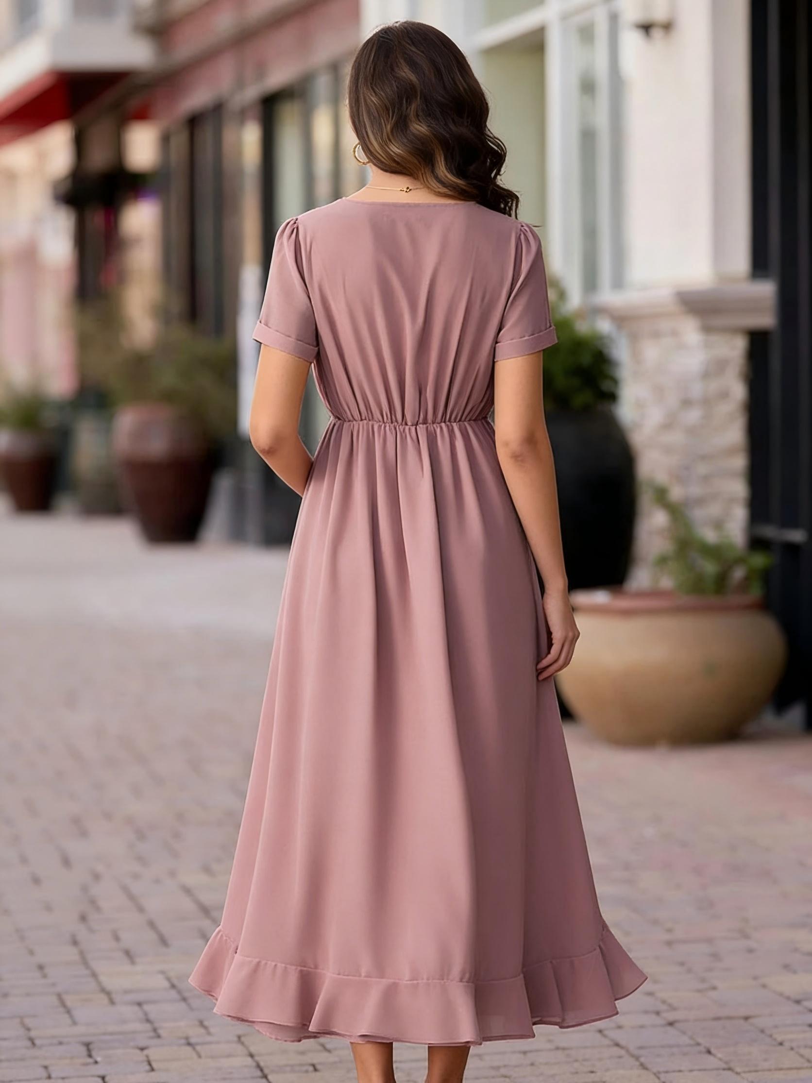 Short Ruffles Chiffon V Neck Mother of the Bride Dresses