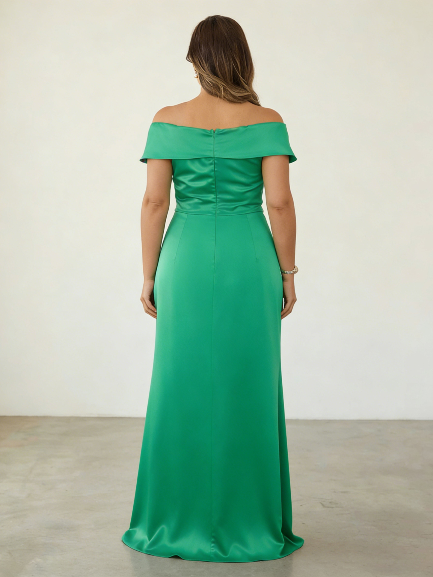 Satin Ruffle Off Shoulder Mother of the Bride Dresses
