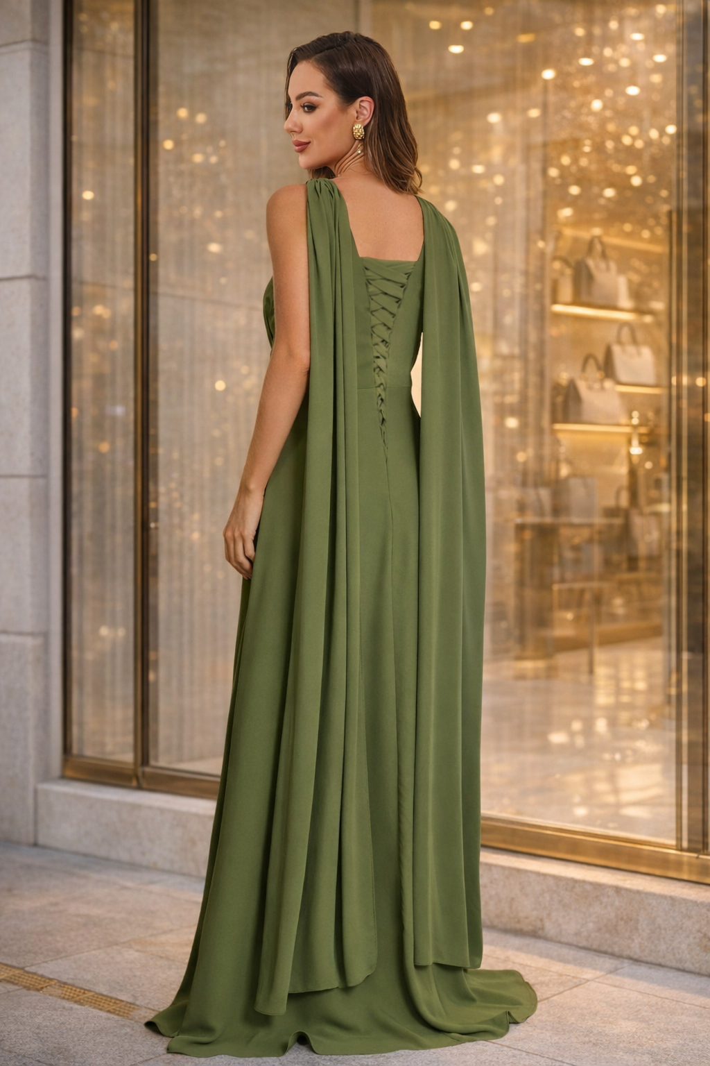 Chiffon Sleeveless Cape Mother of the Bride Dresses