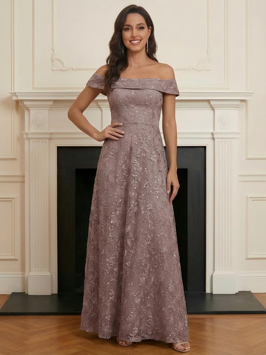 Lace Tulle Off Shoulder Mother of the Bride Dress