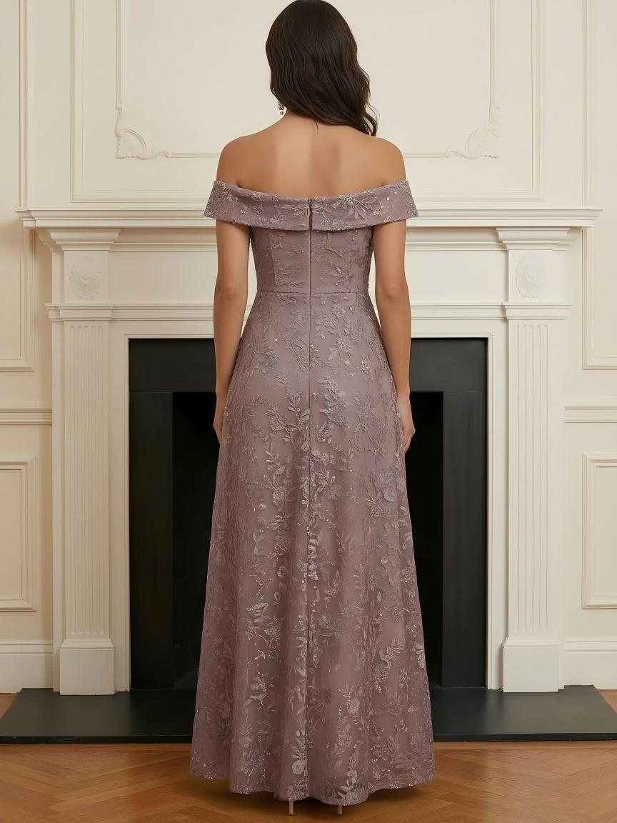 Lace Tulle Off Shoulder Mother of the Bride Dress