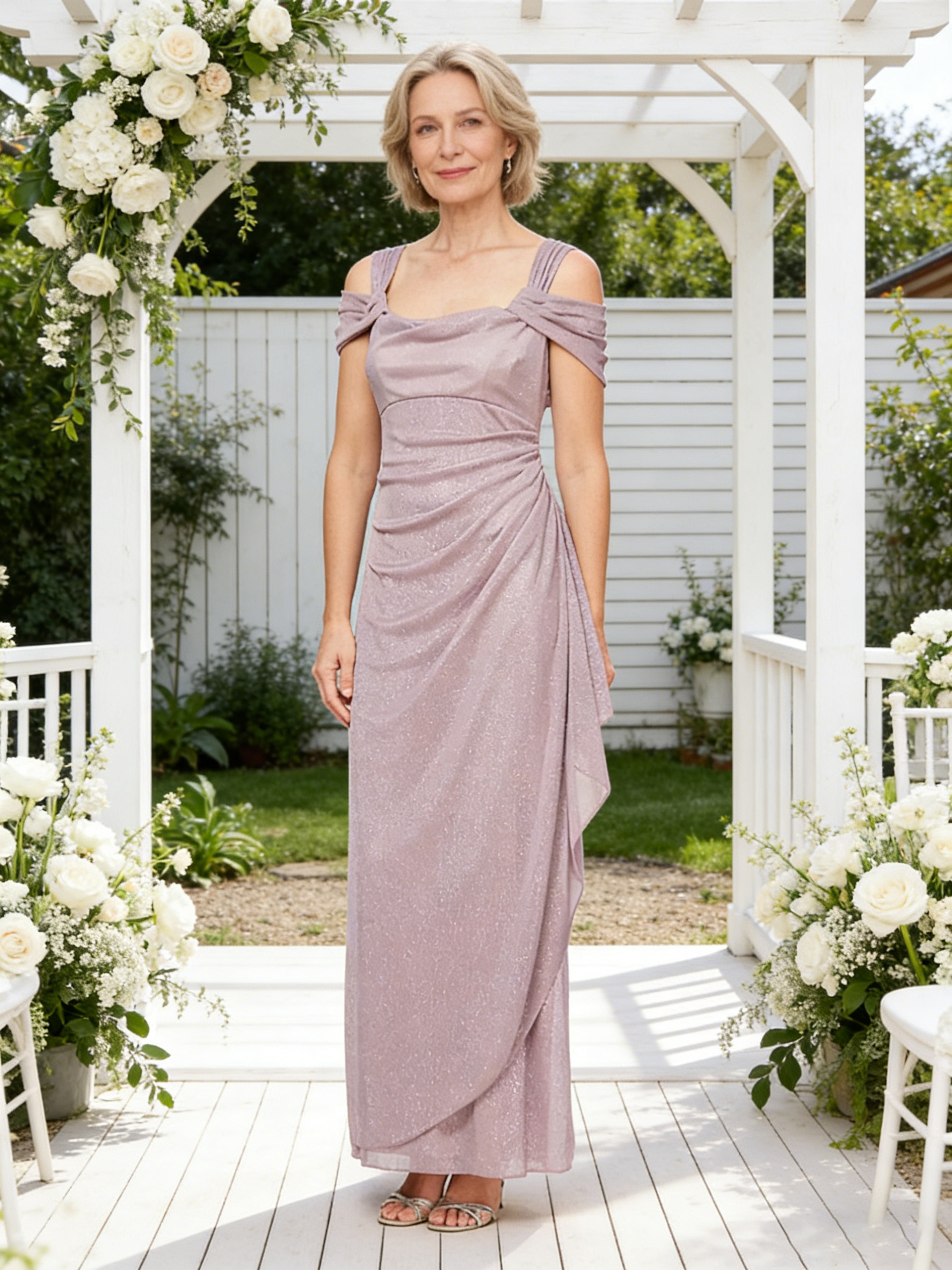 Glitter Tulle Ruched Mother of the Bride Dresses