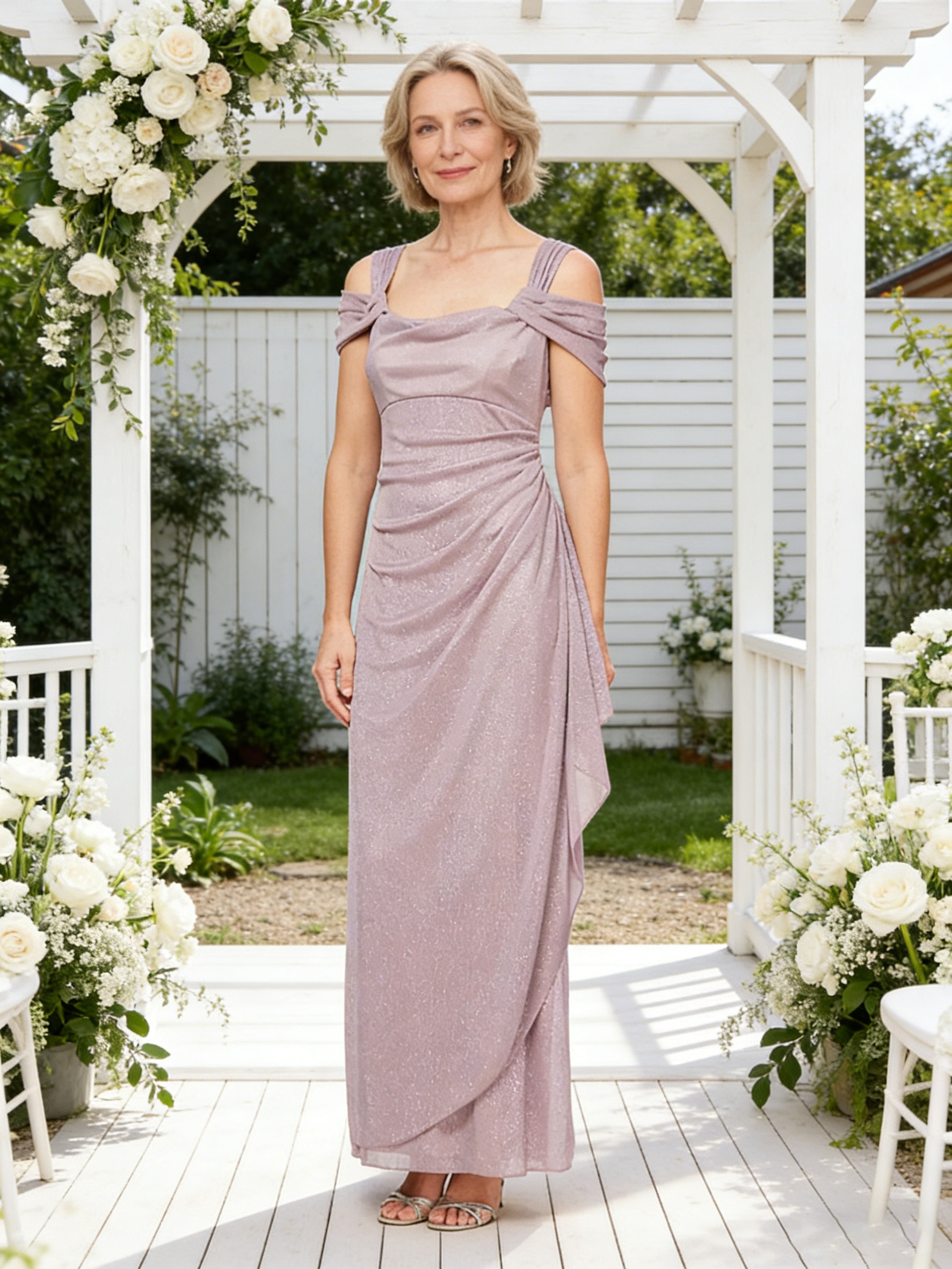 Glitter Tulle Ruched Mother of the Bride Dresses