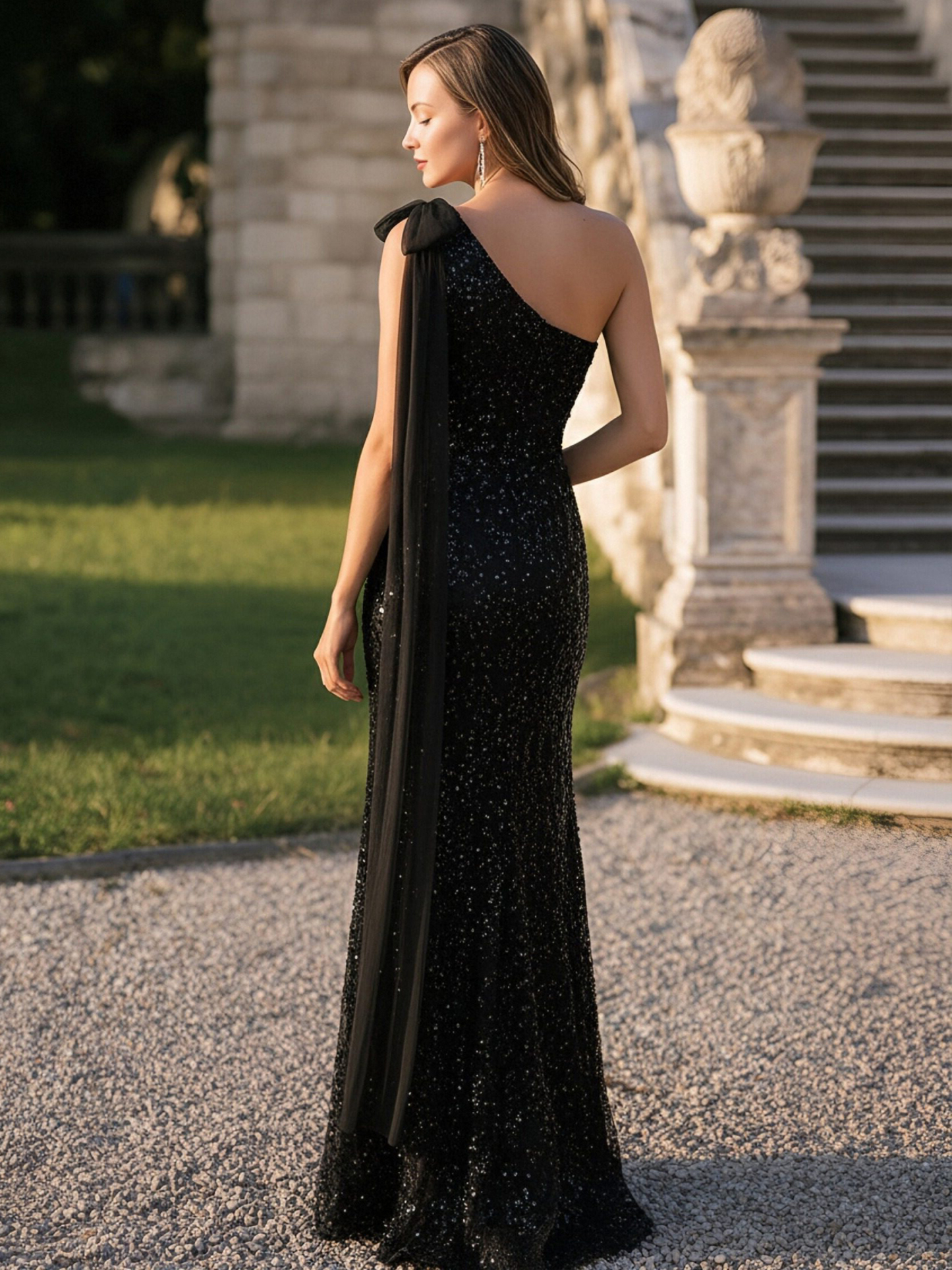 One Shoulder Sequin Mermaid Mother of the Bride Dresses