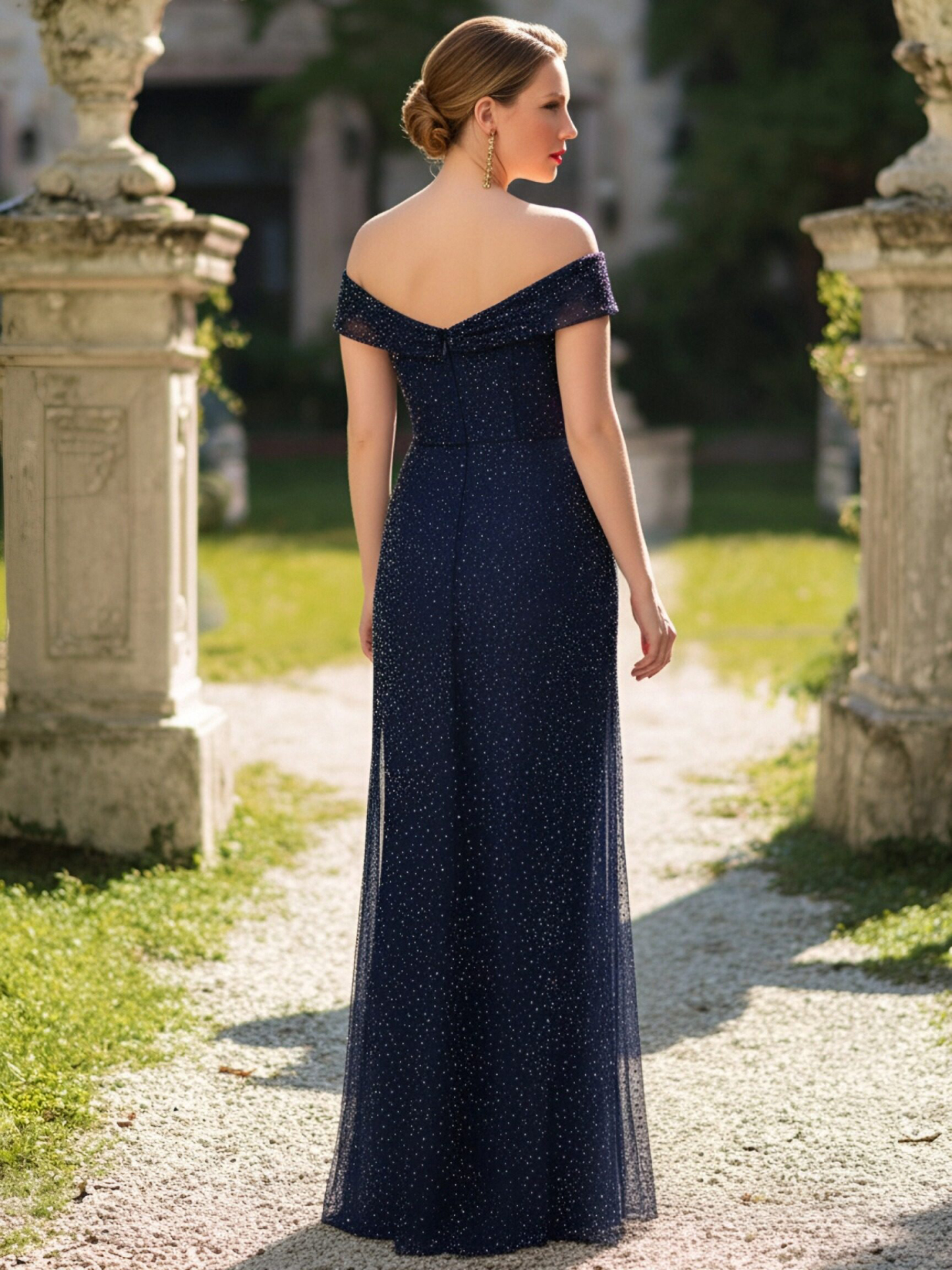 Glitter Tulle Off Shoulder Mother of the Bride Dresses