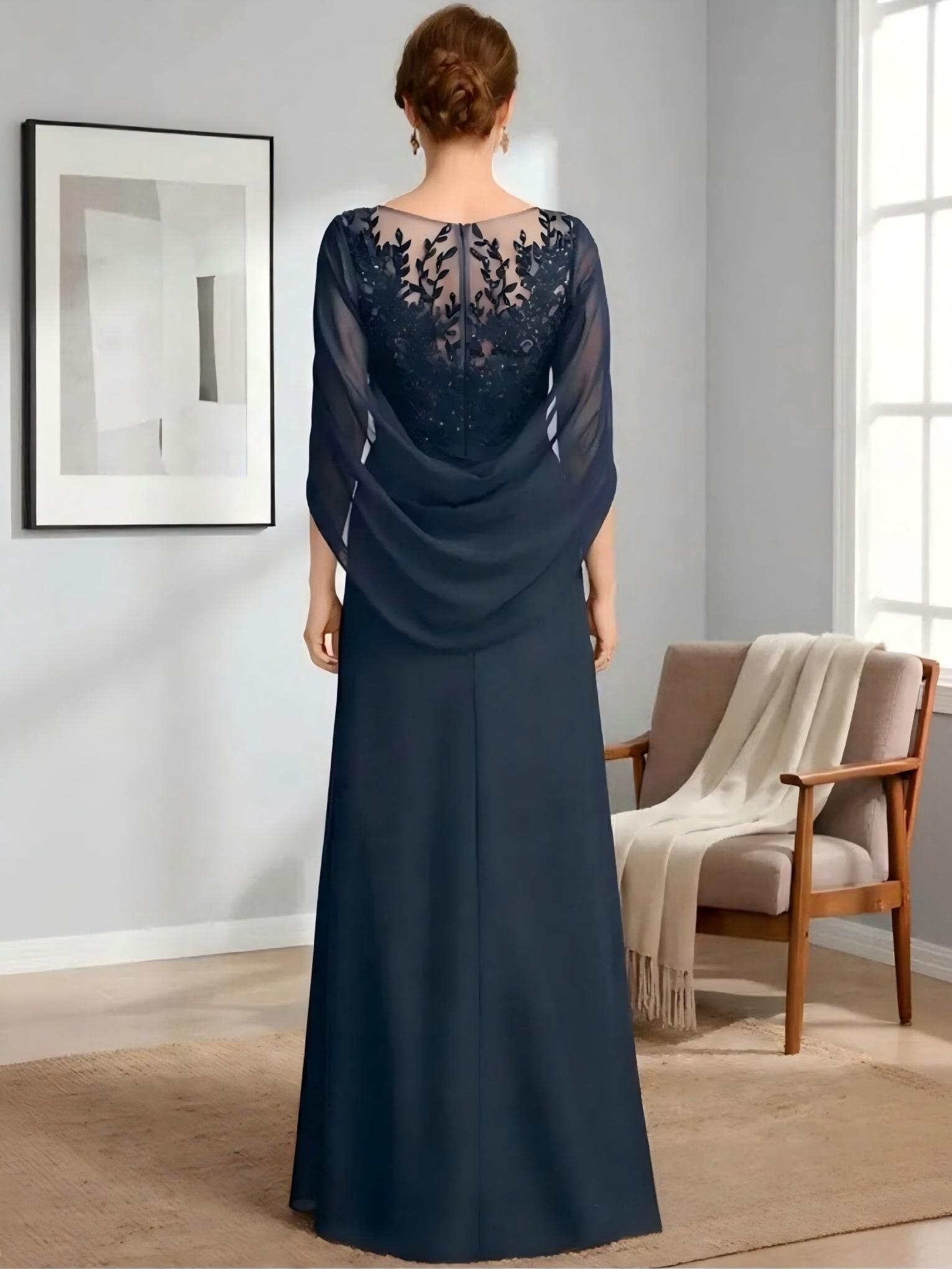 A Line Scoop Neck Chiffon Mother of the Bride Dresses