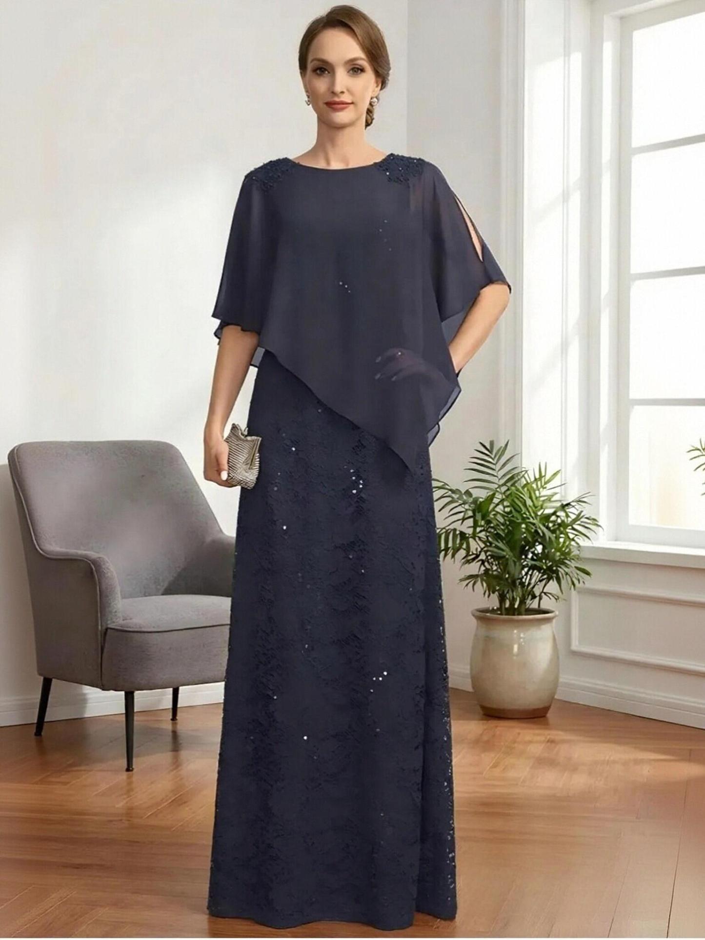 A Line Scoop Neck Chiffon Mother of the Bride Dresses