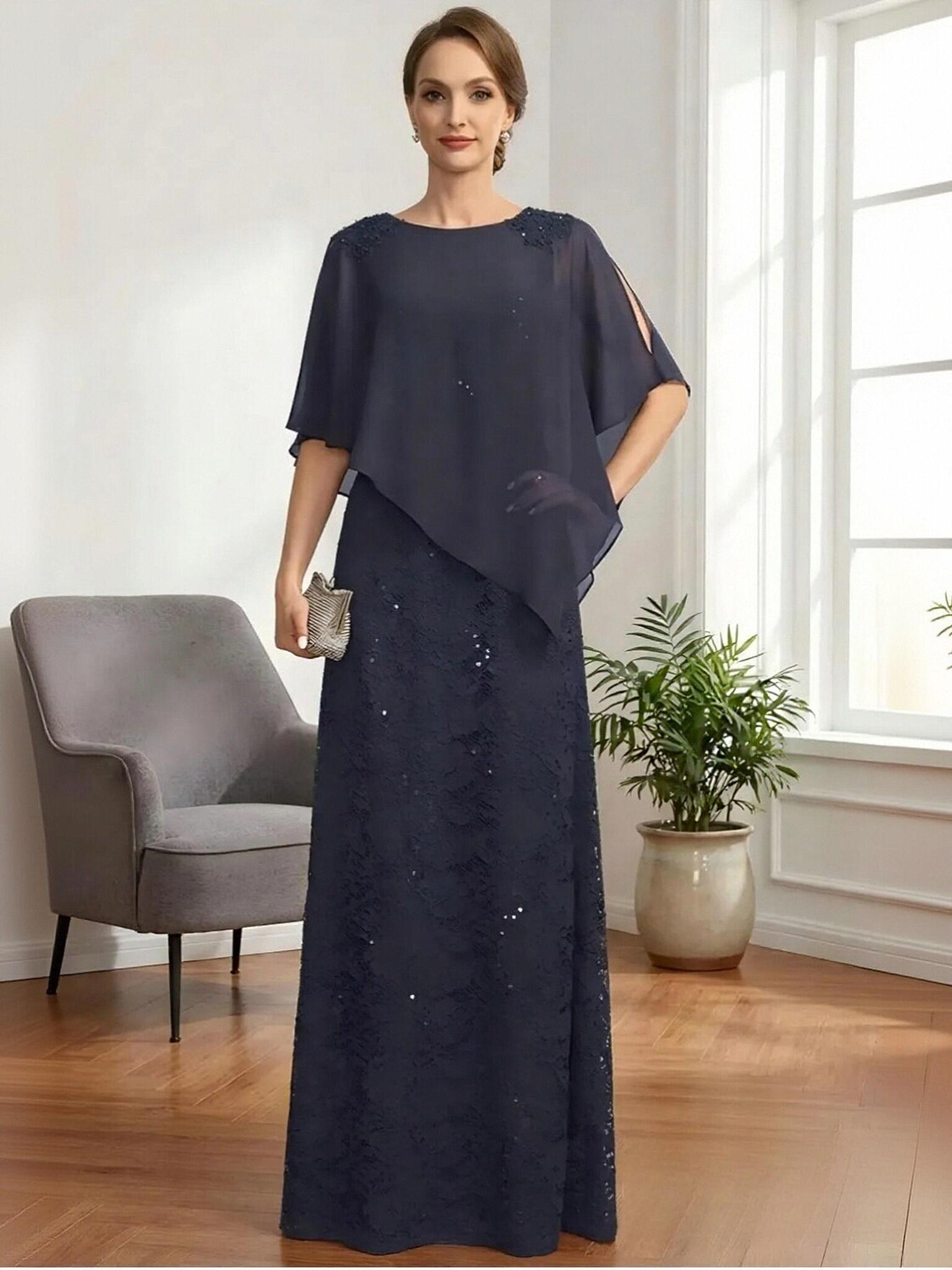 A Line Scoop Neck Chiffon Mother of the Bride Dresses