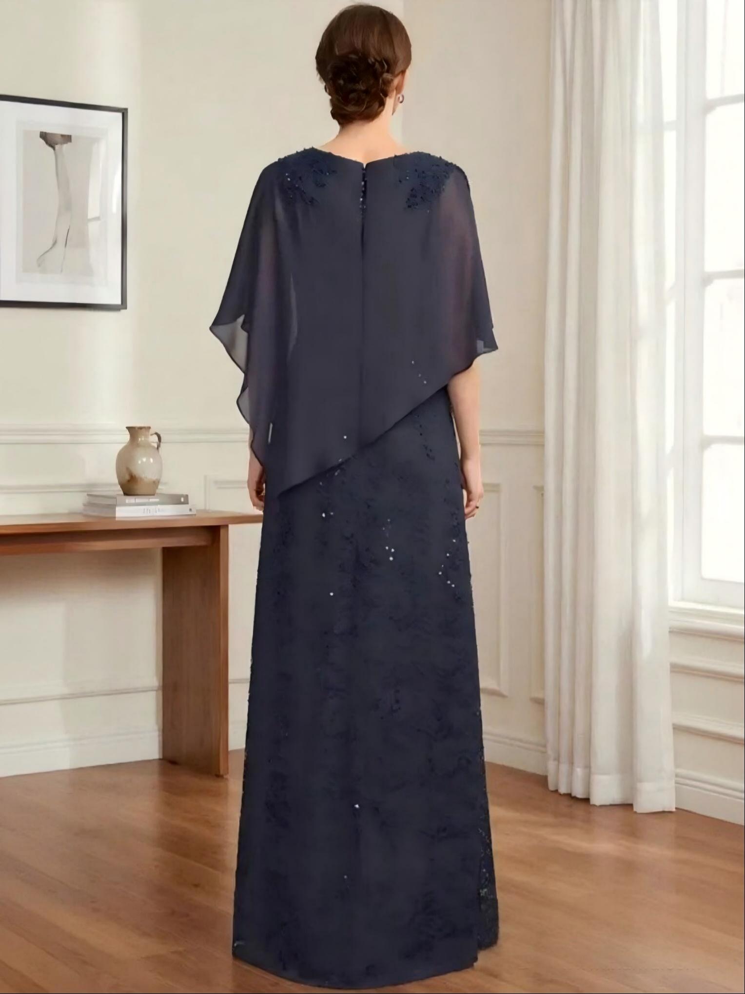 A Line Scoop Neck Chiffon Mother of the Bride Dresses