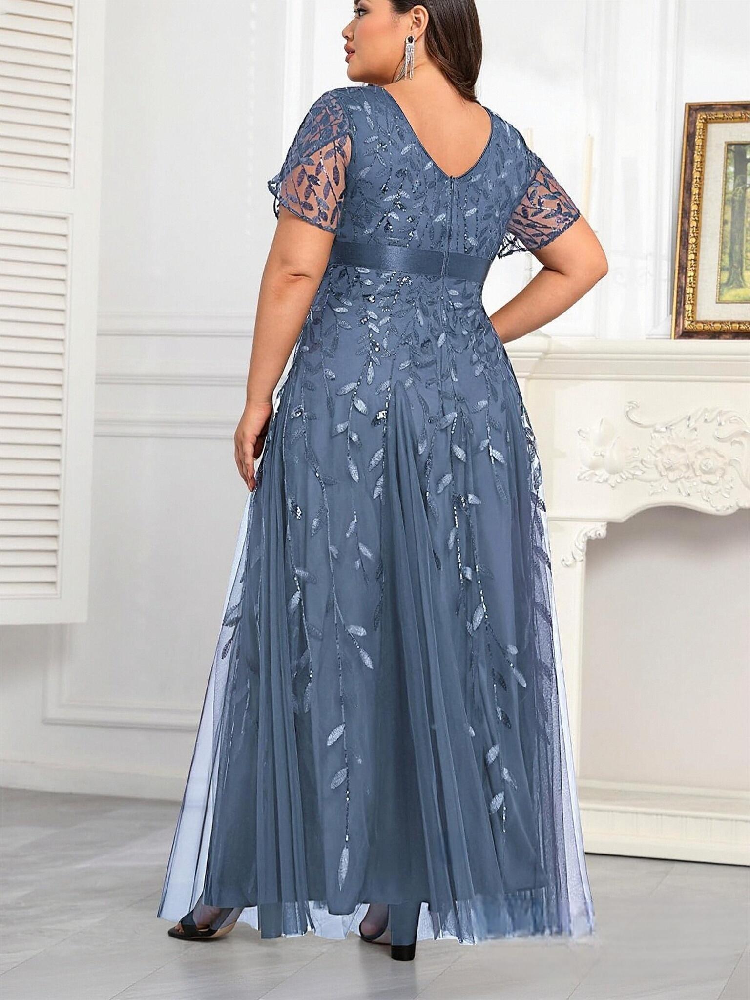 A Line V Neck Short Sleeve Chiffon Mother of the Bride Dresses