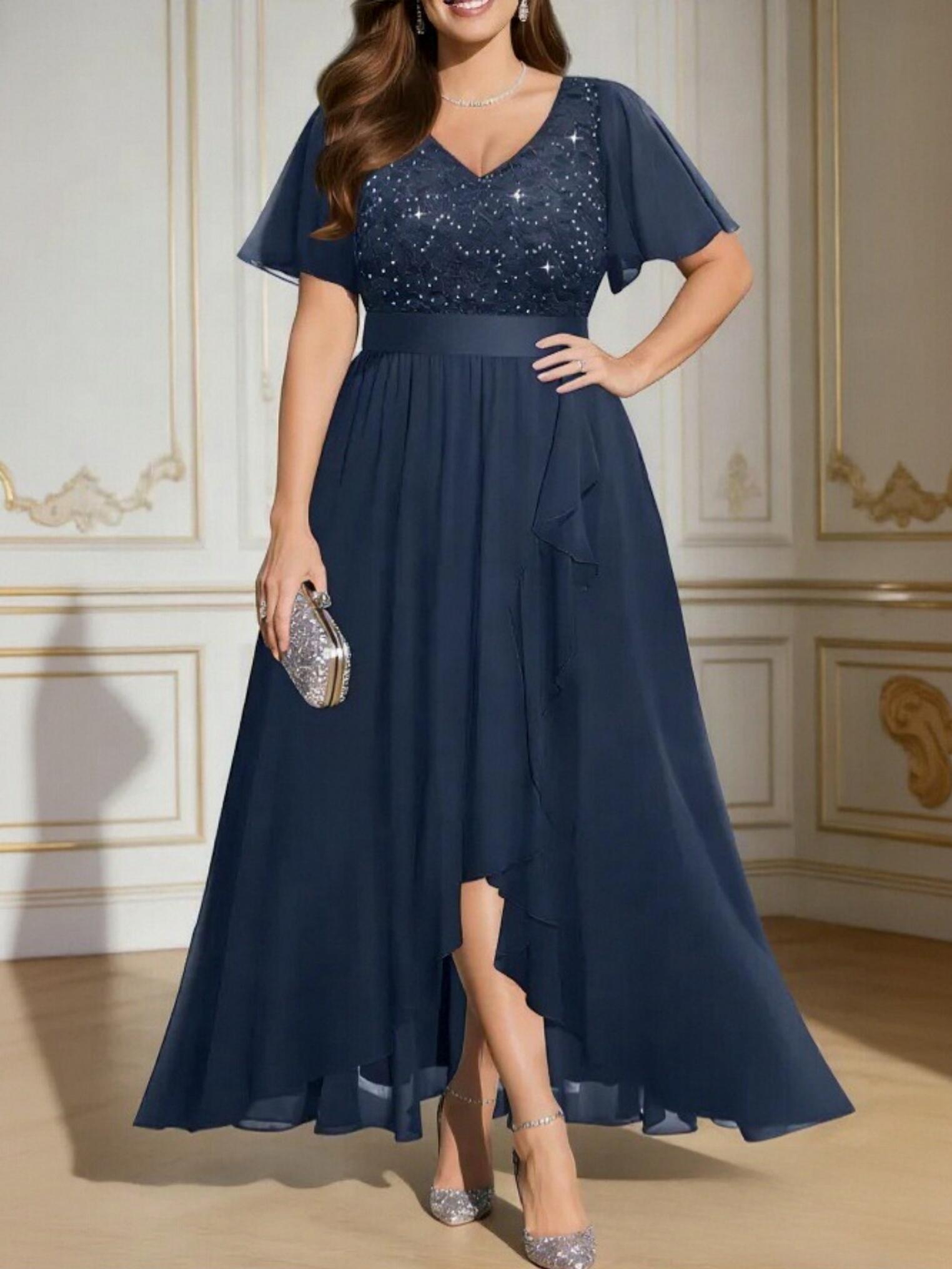 A Line V Neck Chiffon Mother of the Bride Dresses