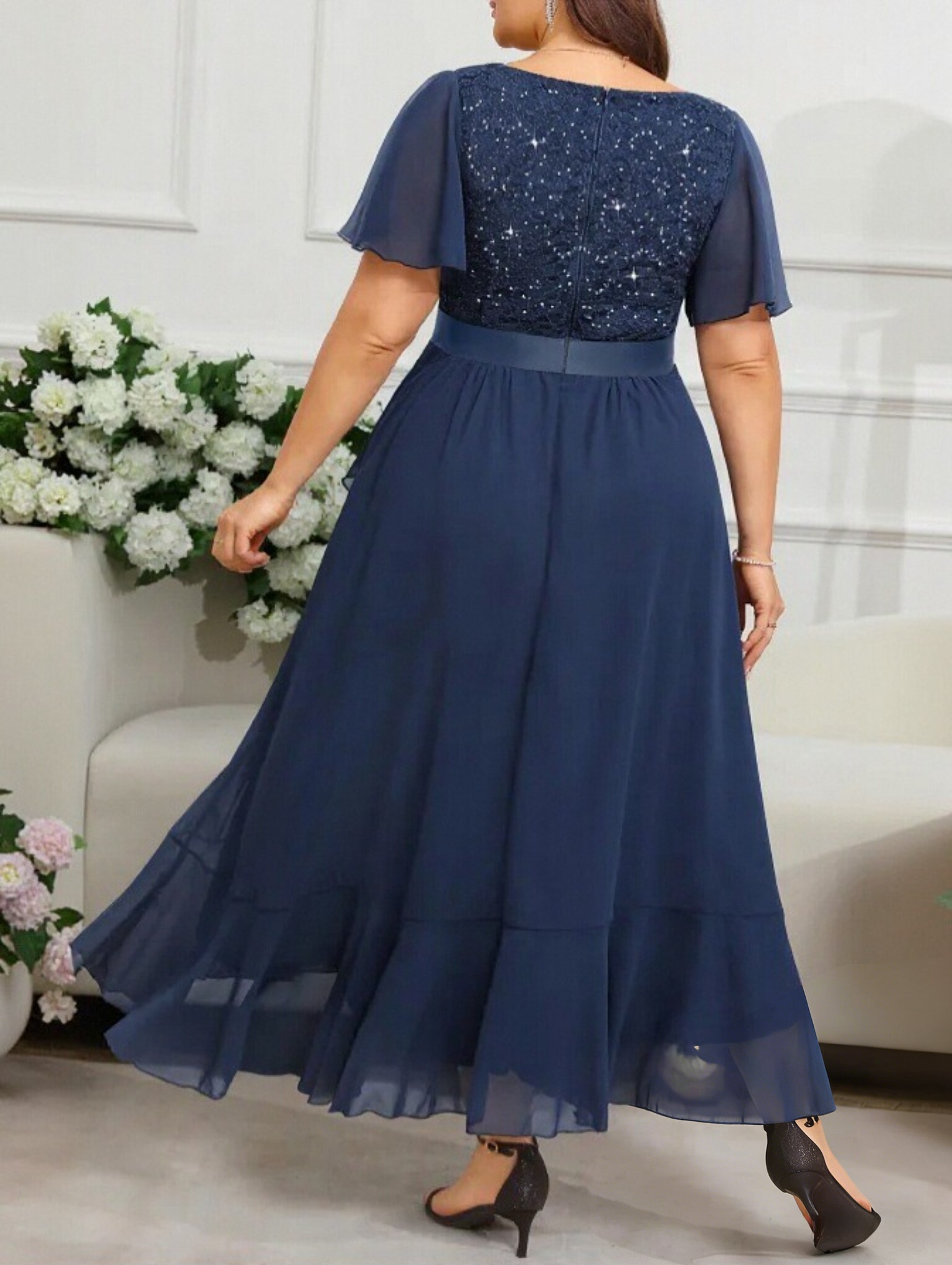 A Line V Neck Chiffon Mother of the Bride Dresses