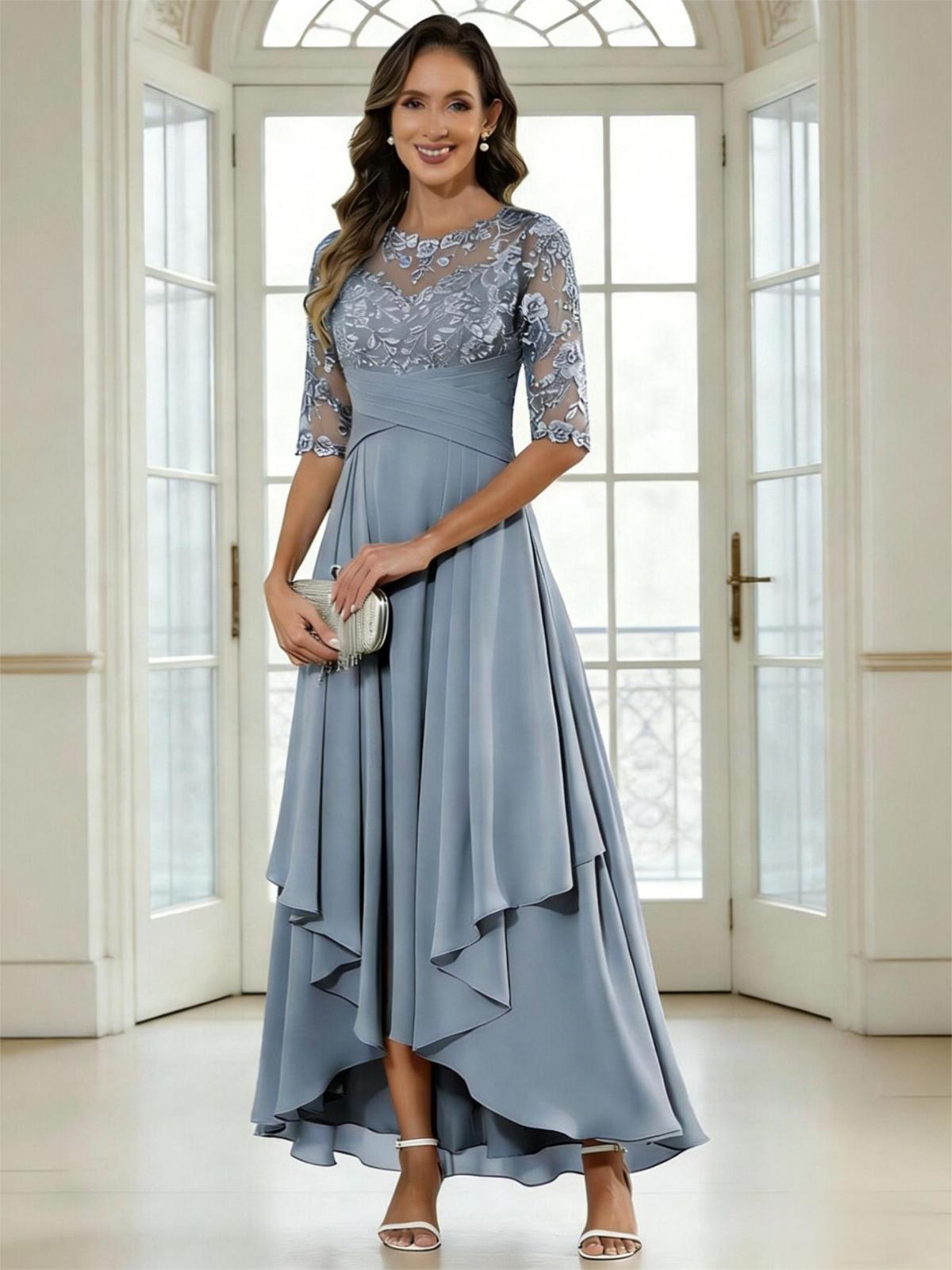 A Line Chiffon Mother of the Bride Dresses with Appliques