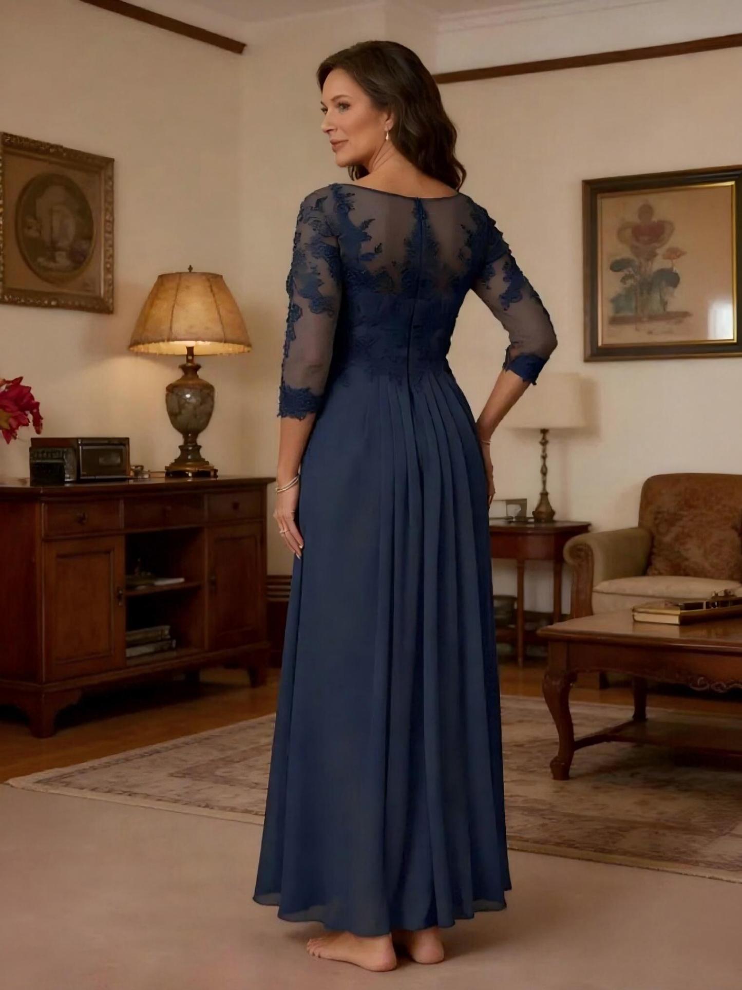 Applique Pleated Chiffon Mother of the Bride Dresses