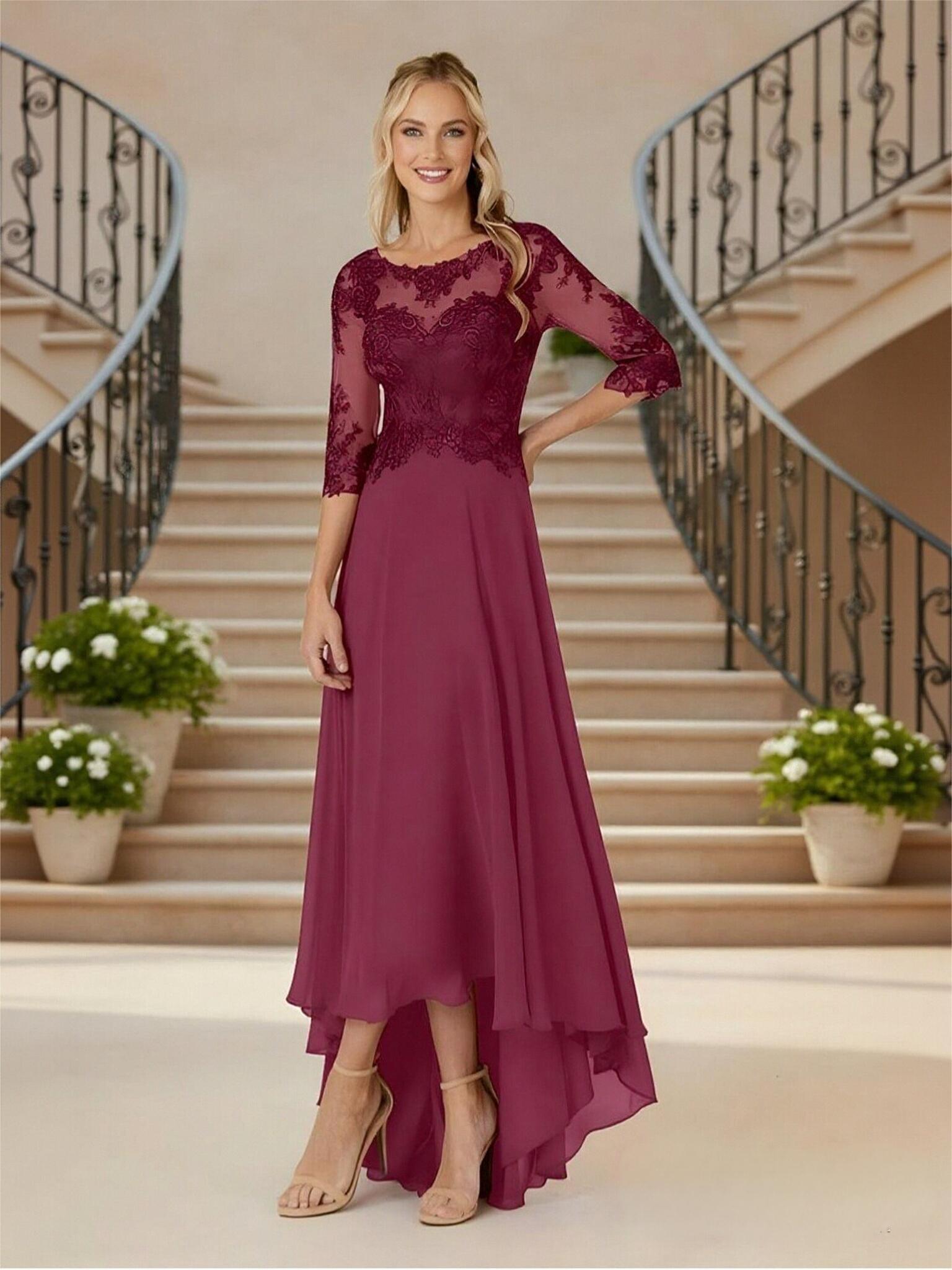 Scoop Neck Appliques Chiffon Mother of the Bride Dresses