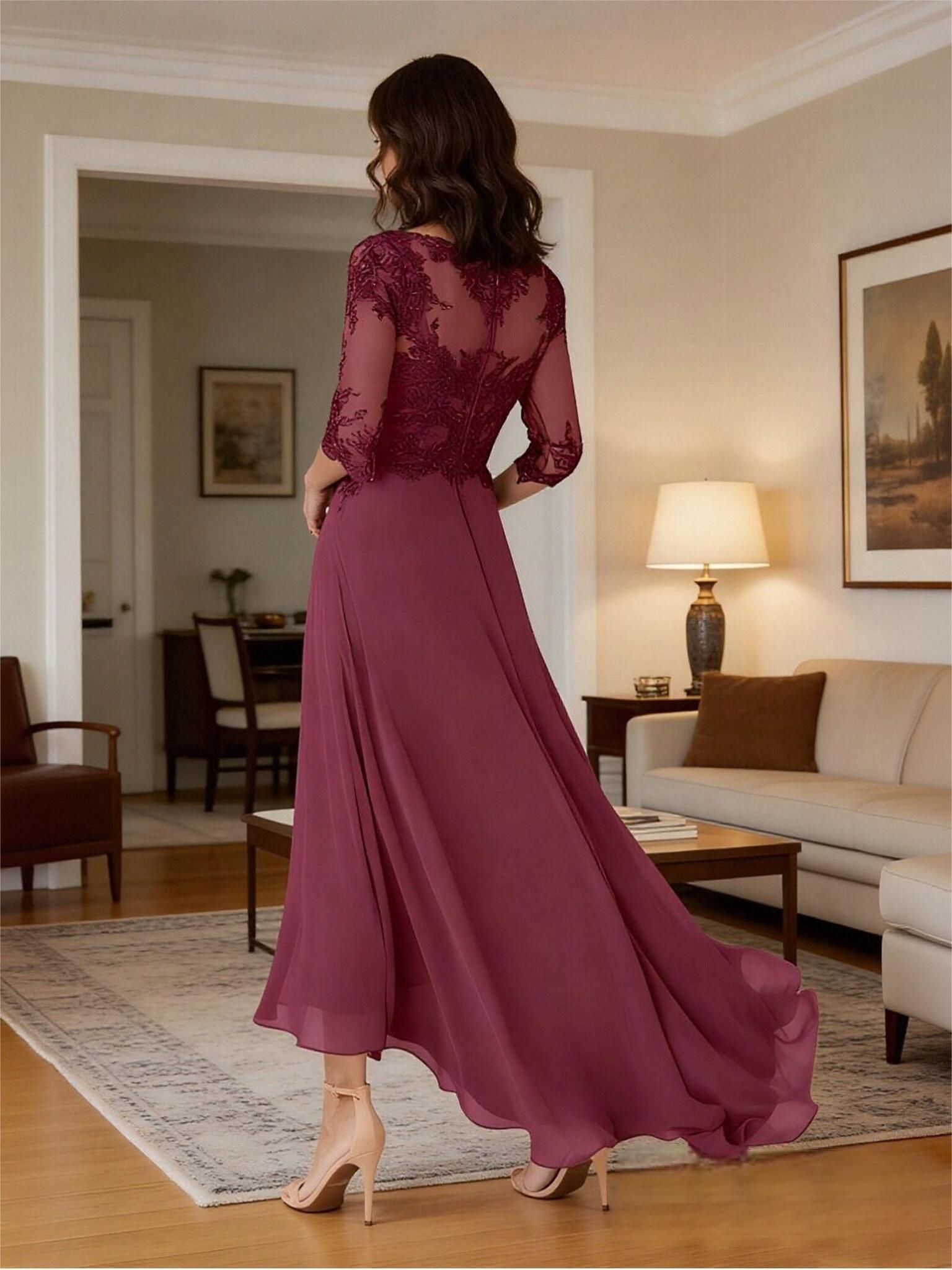 Scoop Neck Appliques Chiffon Mother of the Bride Dresses