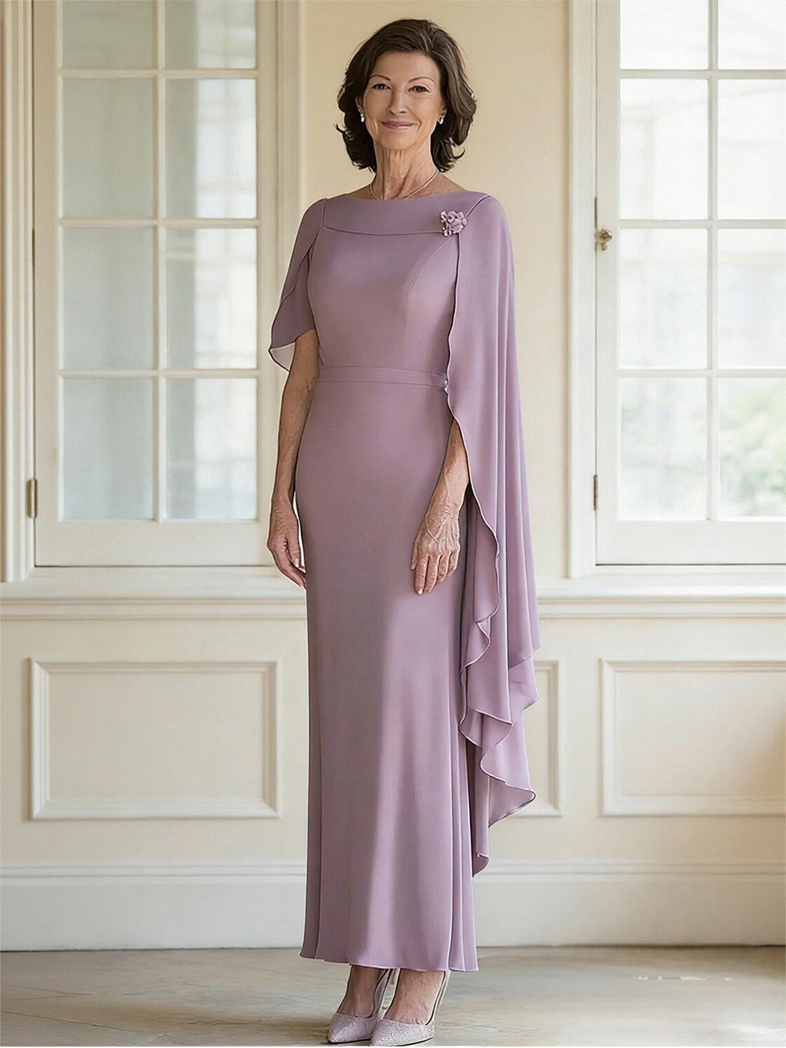 Scoop Neck Ruffles Chiffon Mother of the Bride Dresses