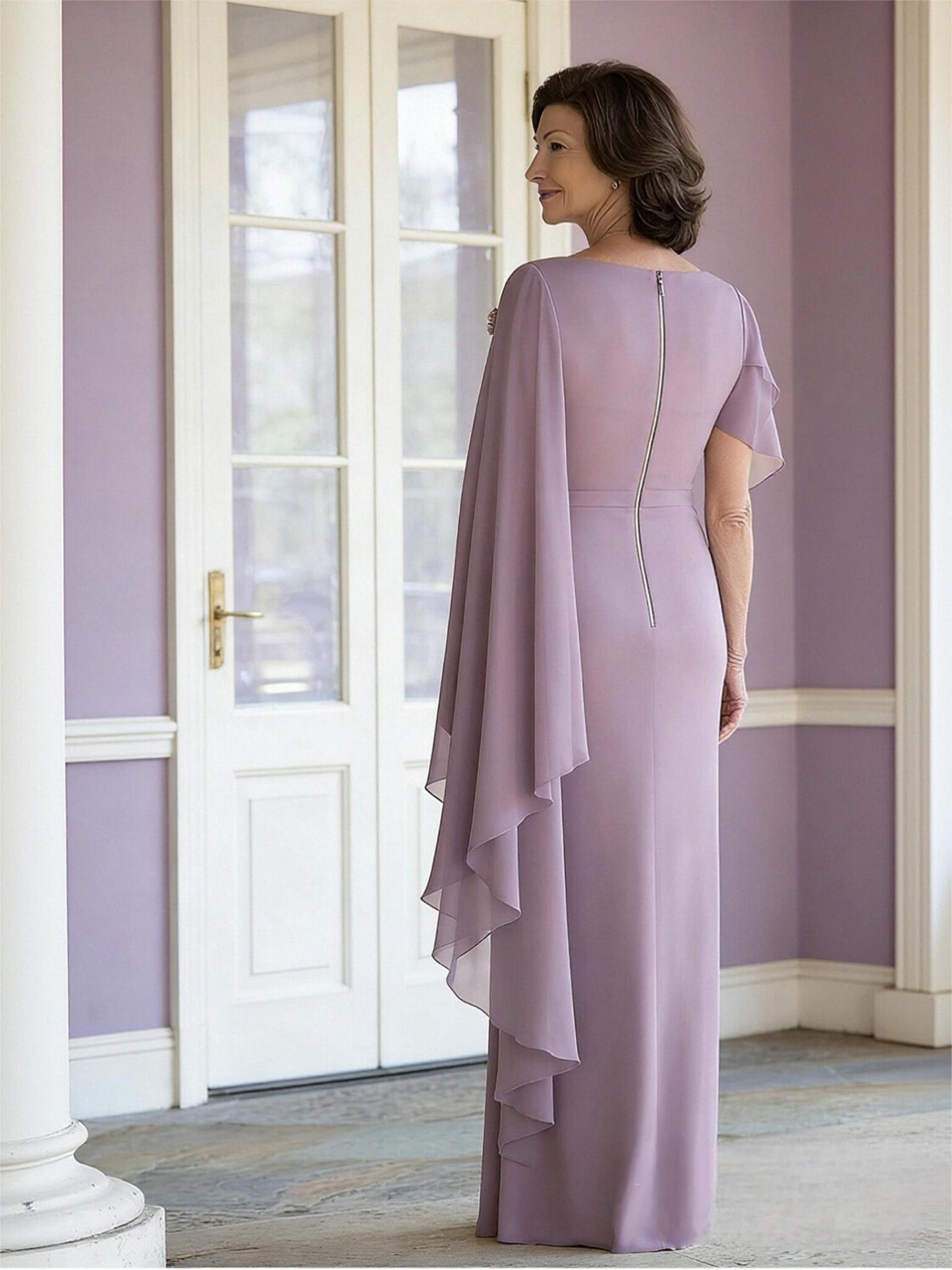 Scoop Neck Ruffles Chiffon Mother of the Bride Dresses