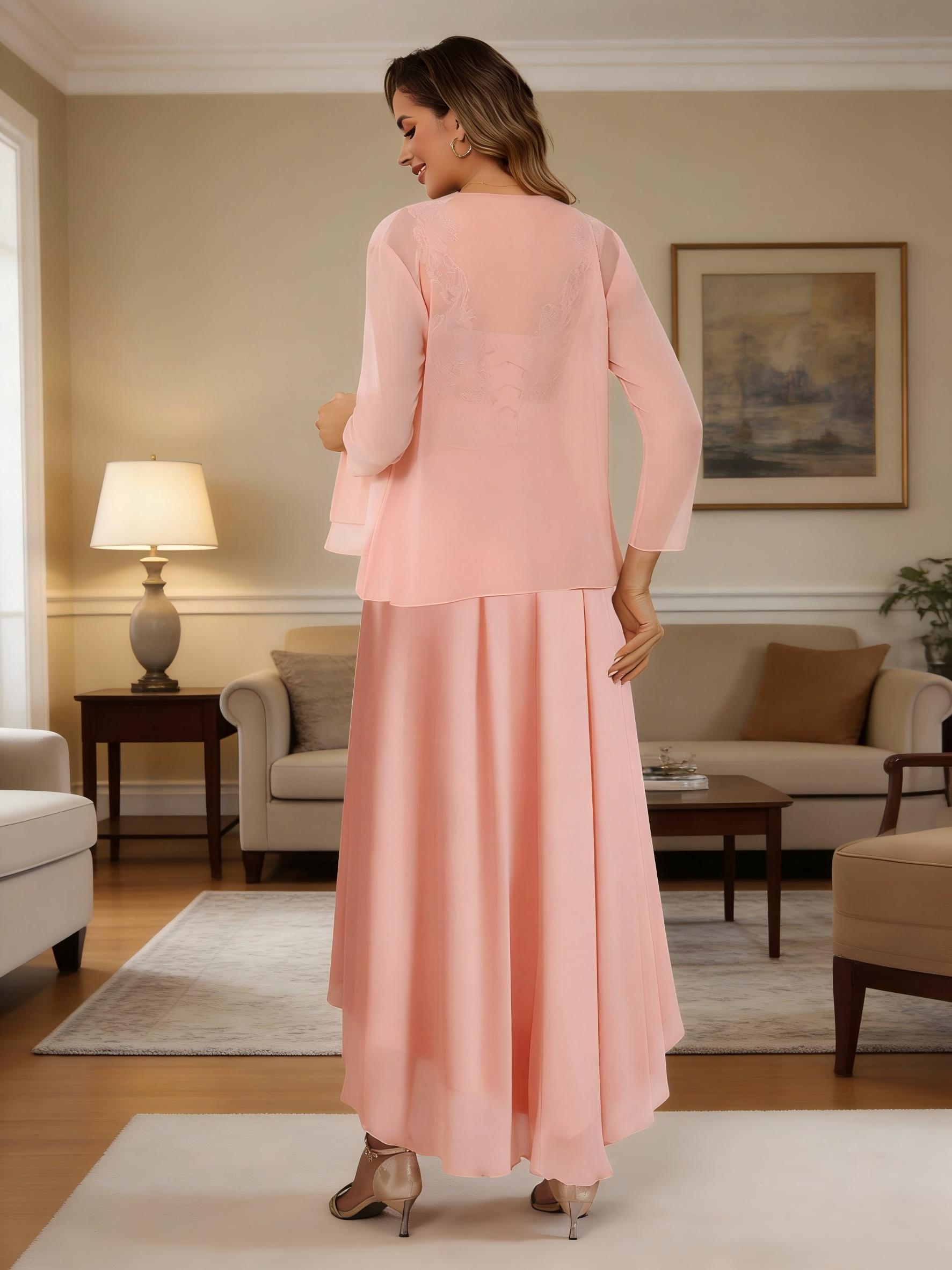 2 Pieces V Neck Chiffon Mother of the Bride Dresses