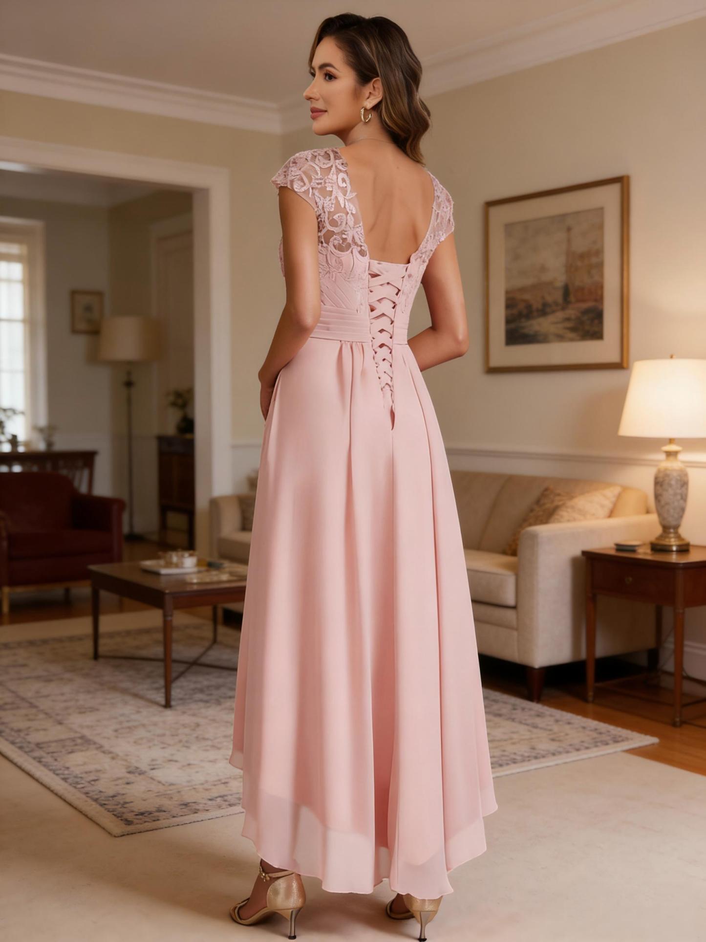 Scoop Neck Appliques Chiffon Mother of the Bride Dresses