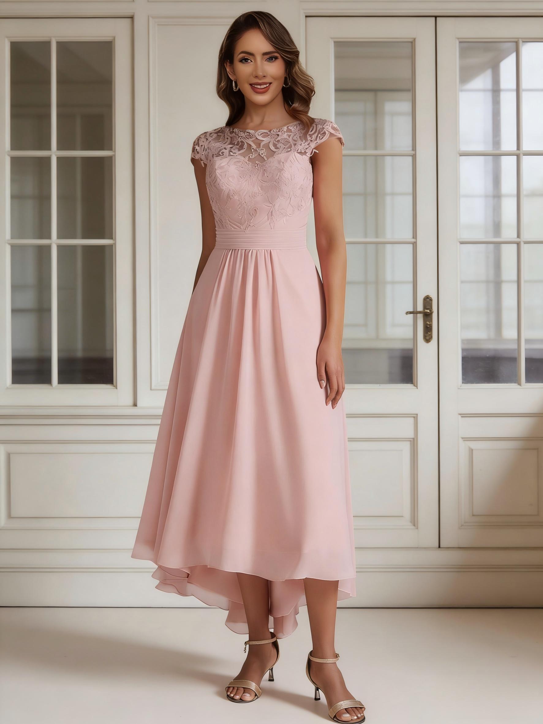 Scoop Neck Appliques Chiffon Mother of the Bride Dresses