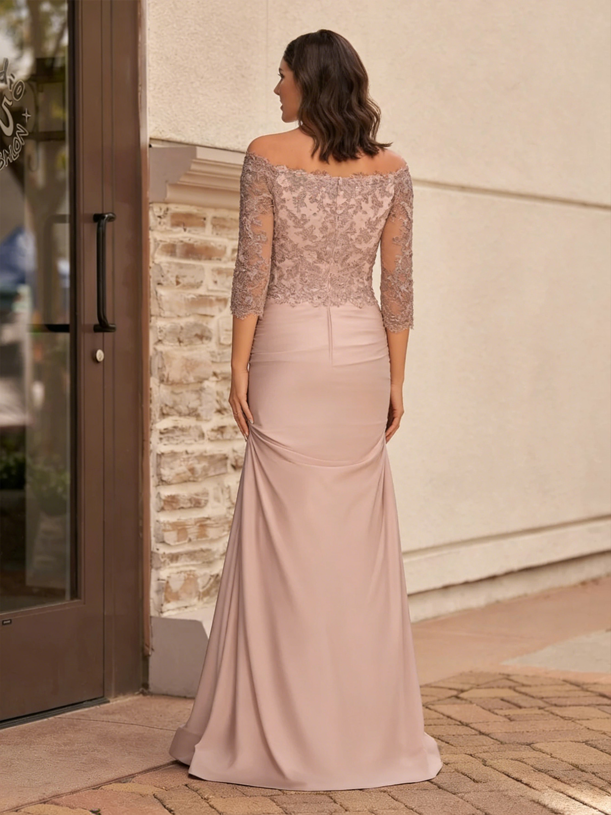Off Shoulder Appliques Satin Mother of the Bride Dresses