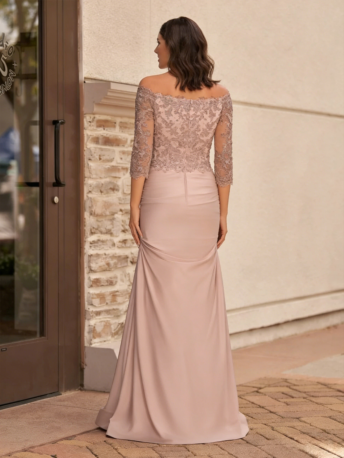 Off Shoulder Appliques Satin Mother of the Bride Dresses