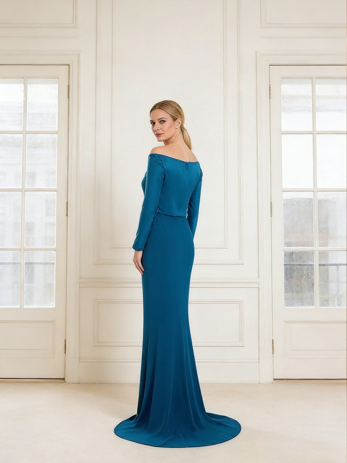 Long Sleeve Mermaid Satin Mother of the Bride Dresses