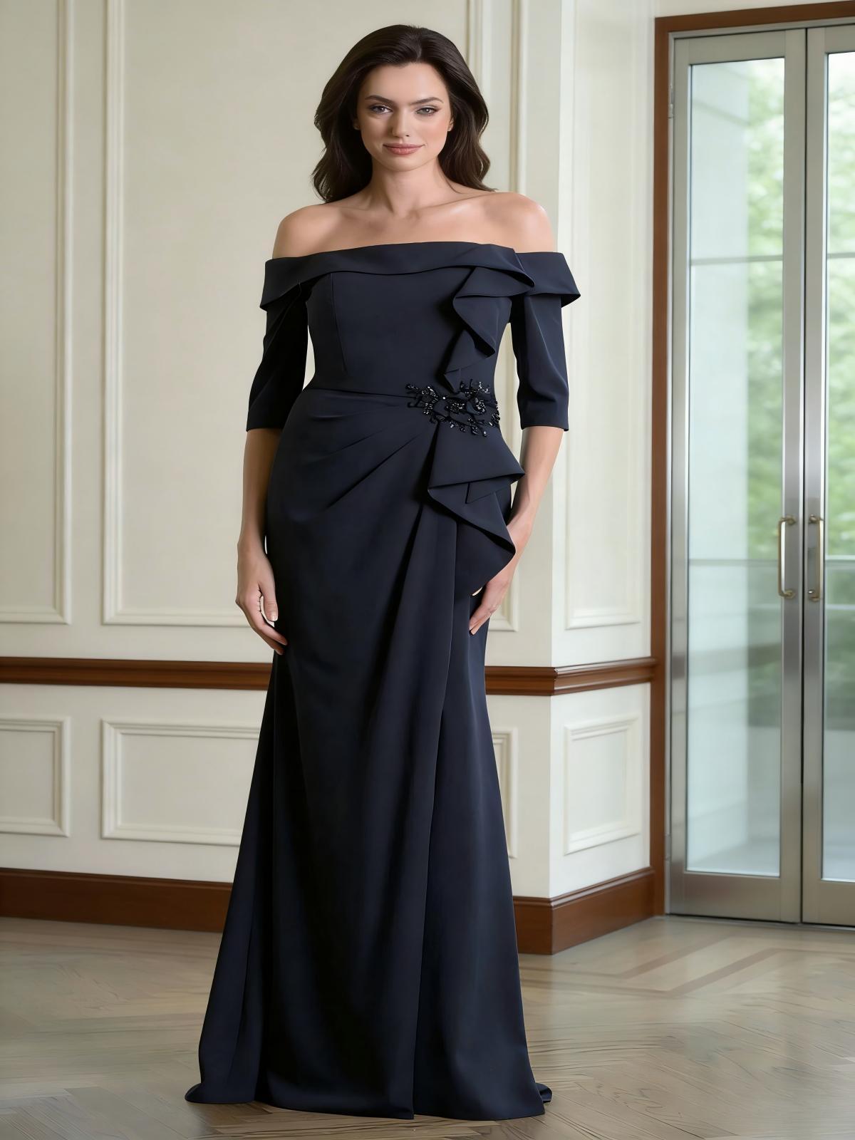 Off Shoulder Mermaid Satin Mother of the Bride Dresses