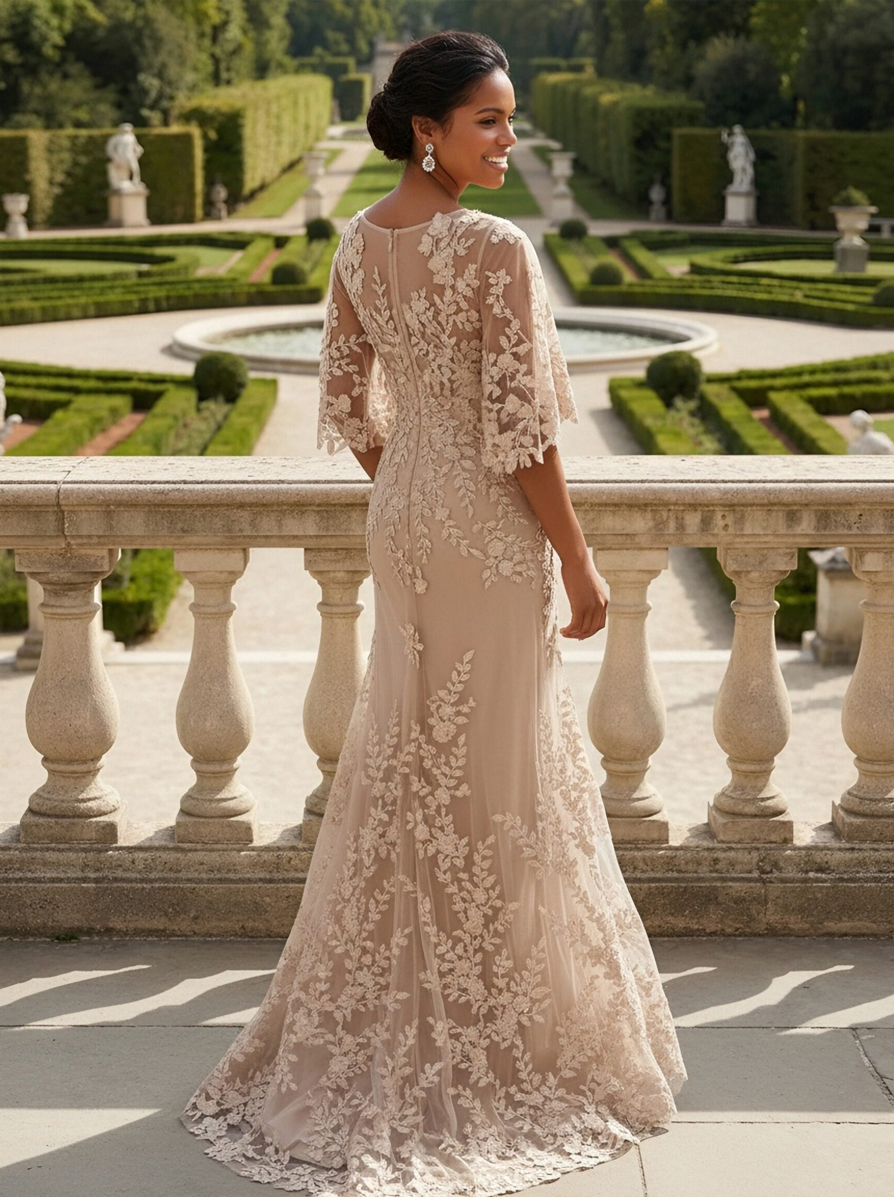 Short Sleeves Appliques Mother of the Bride Dresses