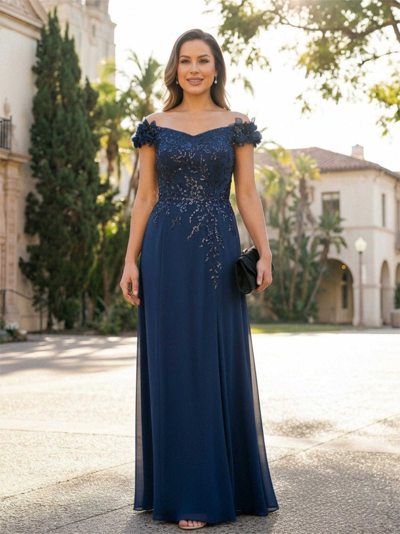 Appliques Off Shoulder A Line Mother of the Bride Dresses