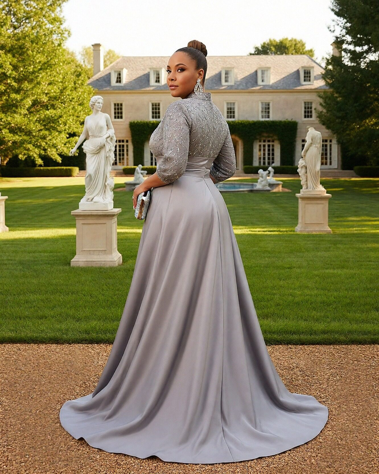 Appliques 3/4 Sleeves A Line Mother of the Bride Dresses