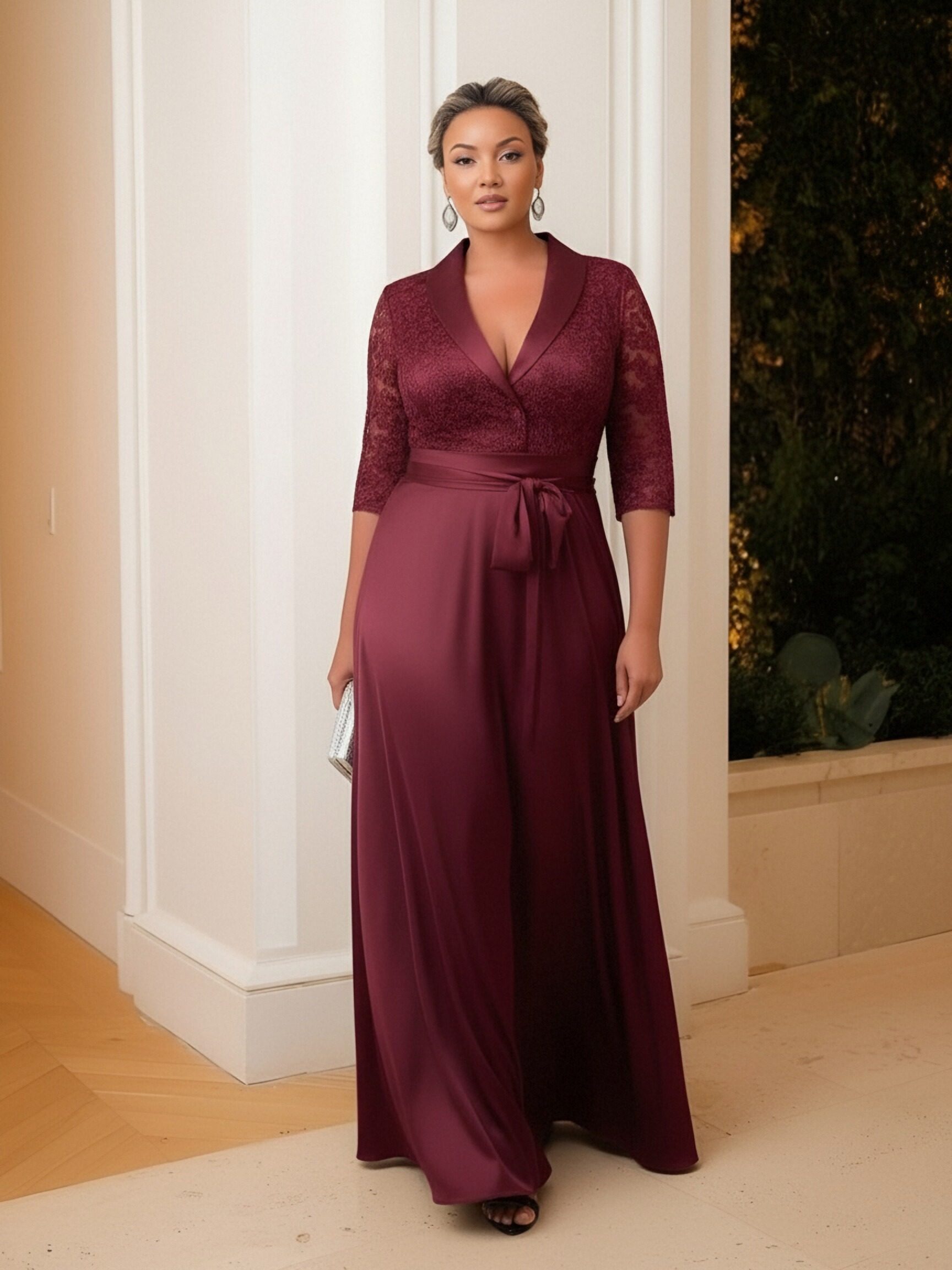 Appliques Satin Mother of the Bride Dresses with Sleeves